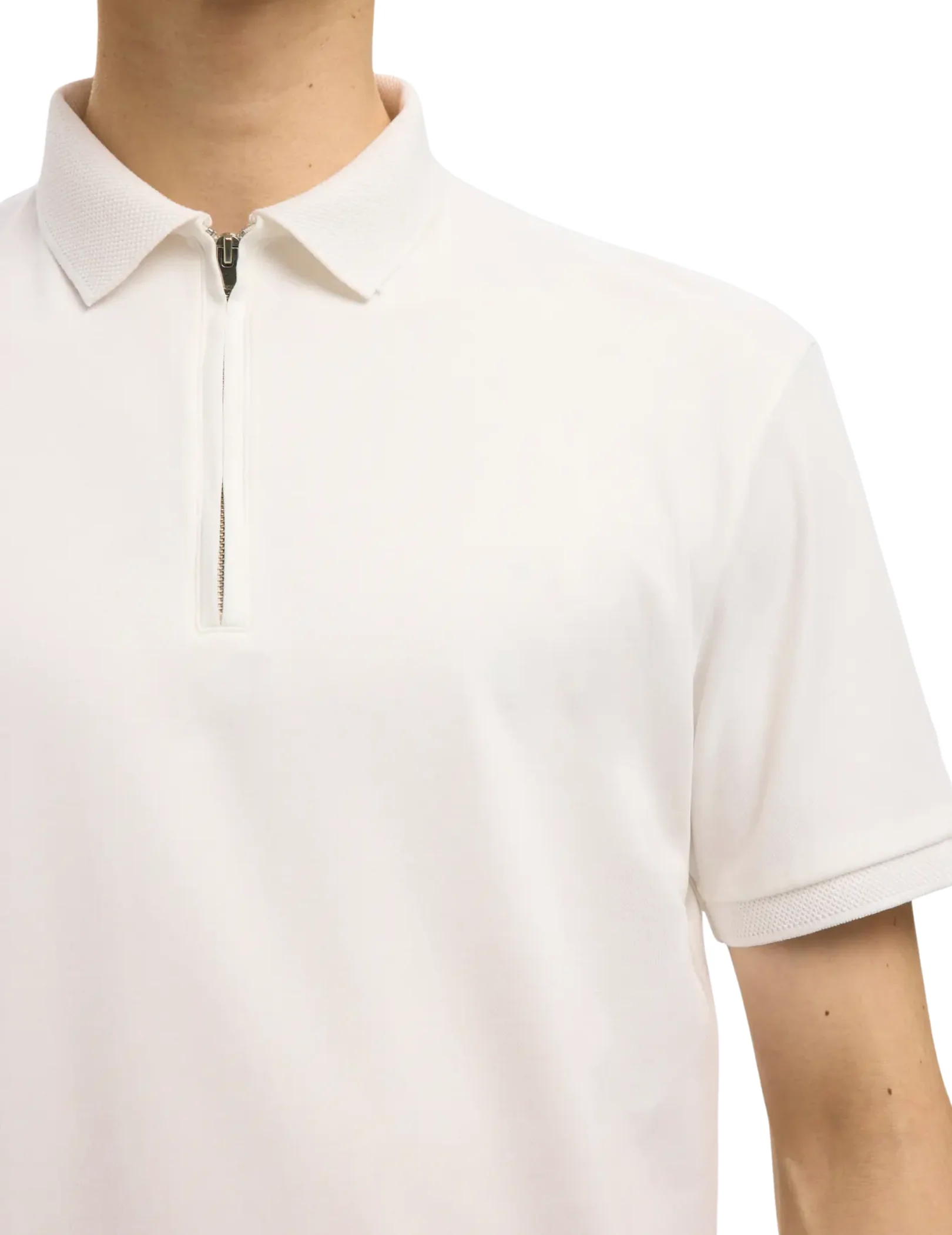 Polo con zip Selected bianca - Image 3