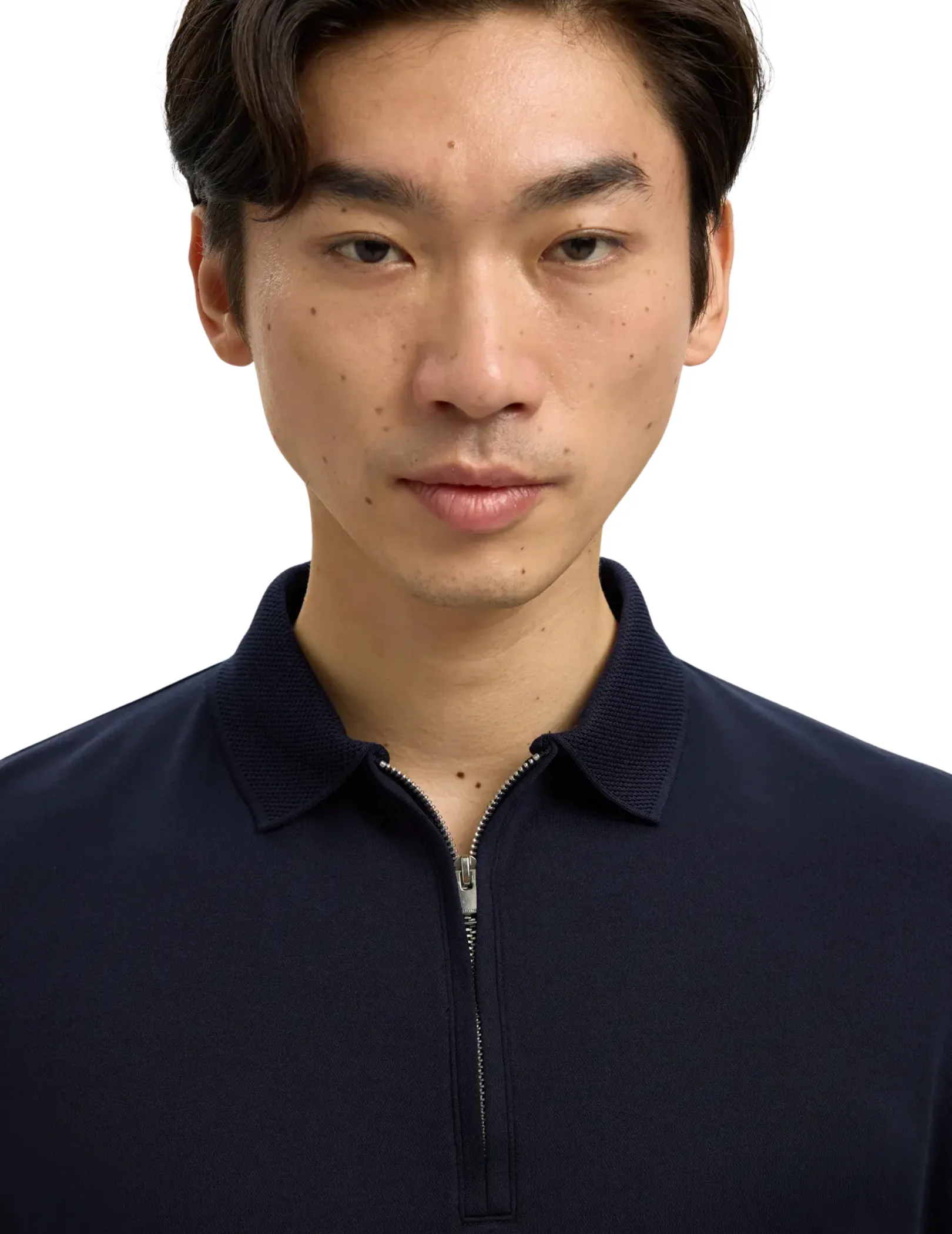 Polo con zip Selected blu scuro - Image 3