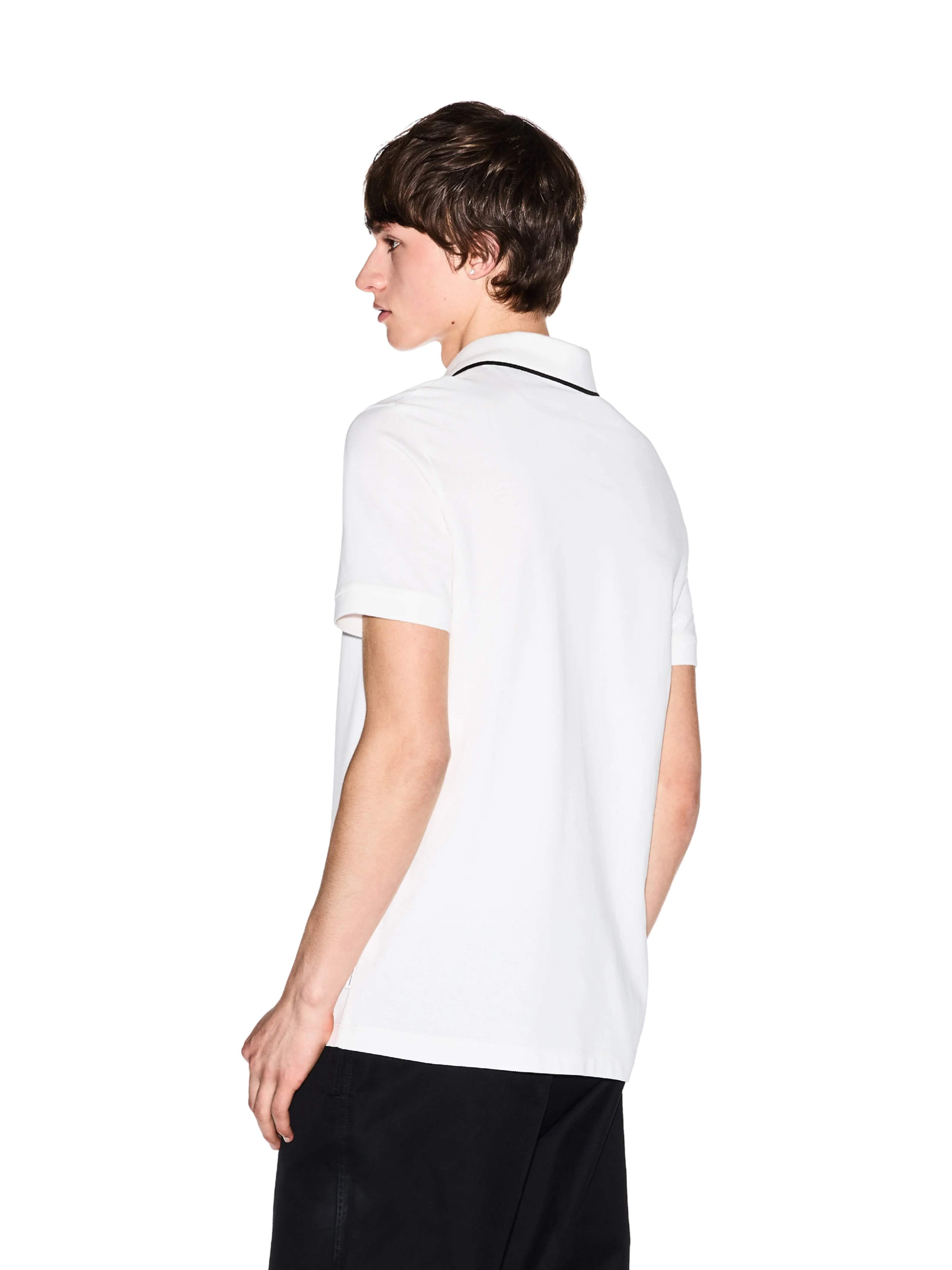 Polo in piqué Armani Exchange bianca con inserti a contrasto - Image 4
