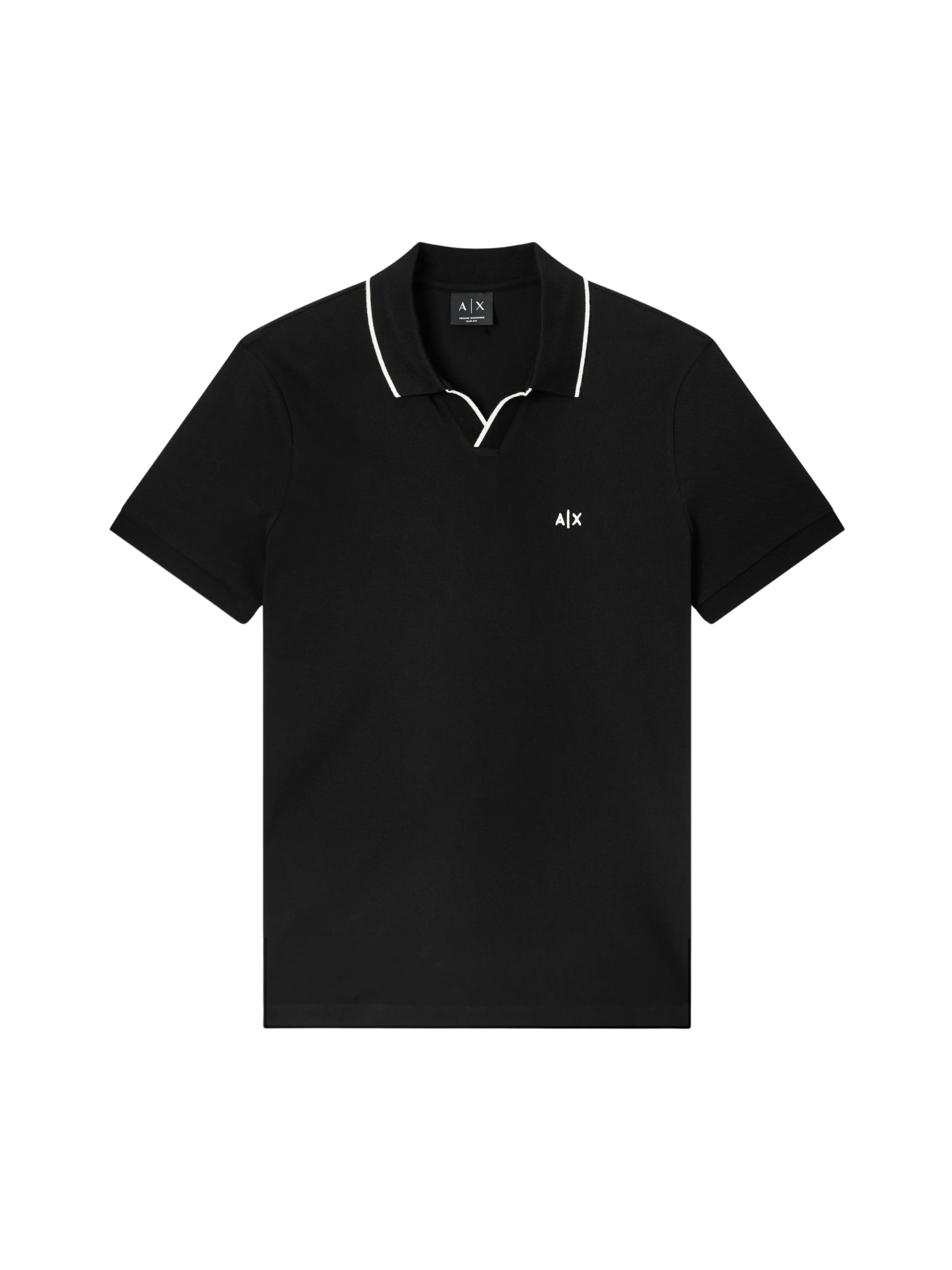 Polo in piqué Armani Exchange nera con inserti a contrasto