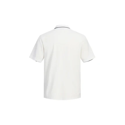 Polo Jack & Jones bianca con bordi a costine - Image 2