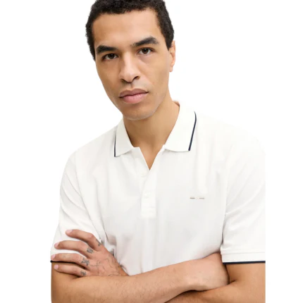Polo Jack & Jones bianca con bordi a costine - Image 5