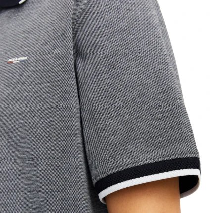 Polo Jack & Jones grigio melange con bordi a costine - Image 3