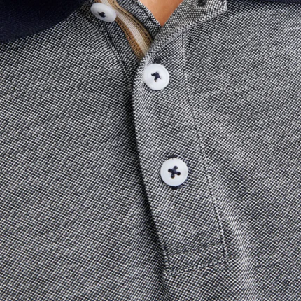 Polo Jack & Jones grigio melange con bordi a costine - Image 4