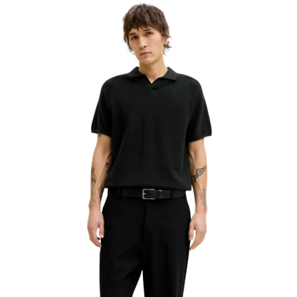 Polo Jack & Jones nera con scollo a V - Image 2