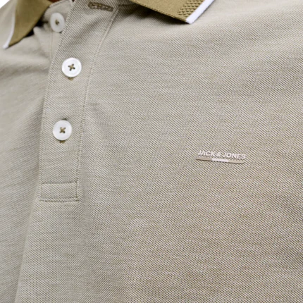 Polo Jack & Jones verde oliva con bordi a costine - Image 4