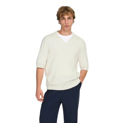 Polo Only & Sons bianca con scollo a V - Image 3