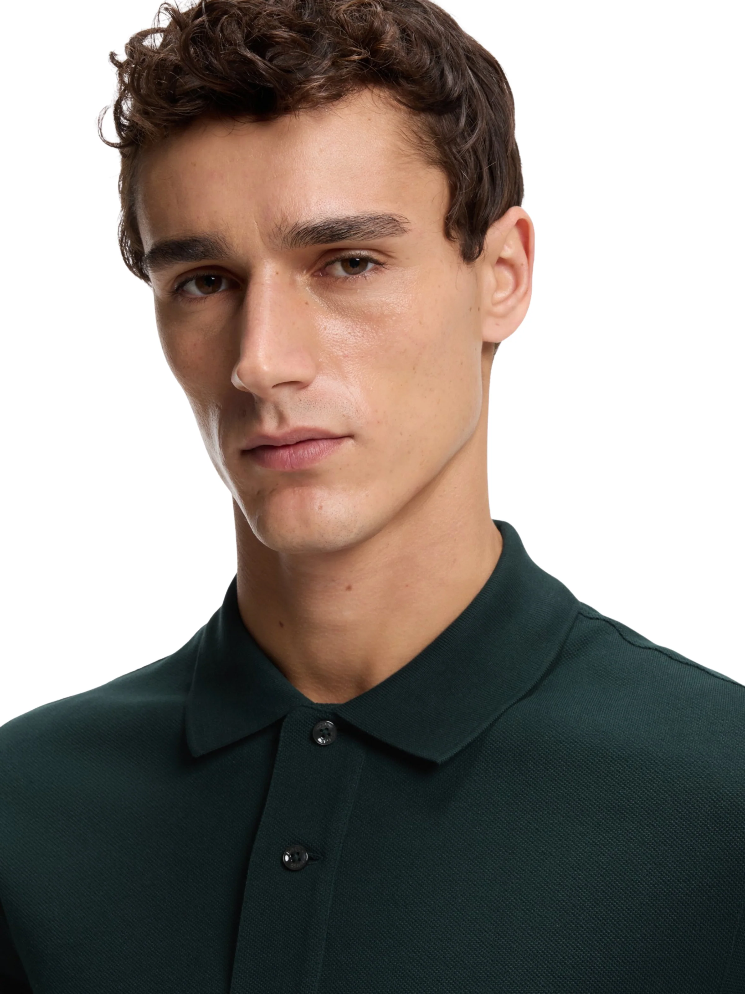 Polo "Pallas in piquè" Boss verde scuro con logo ricamato - Image 3