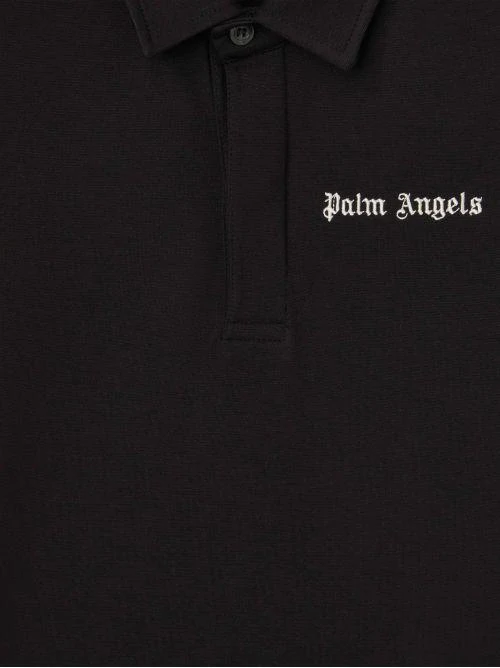 Polo Palm Angels nera con bande laterali e logo - Image 2