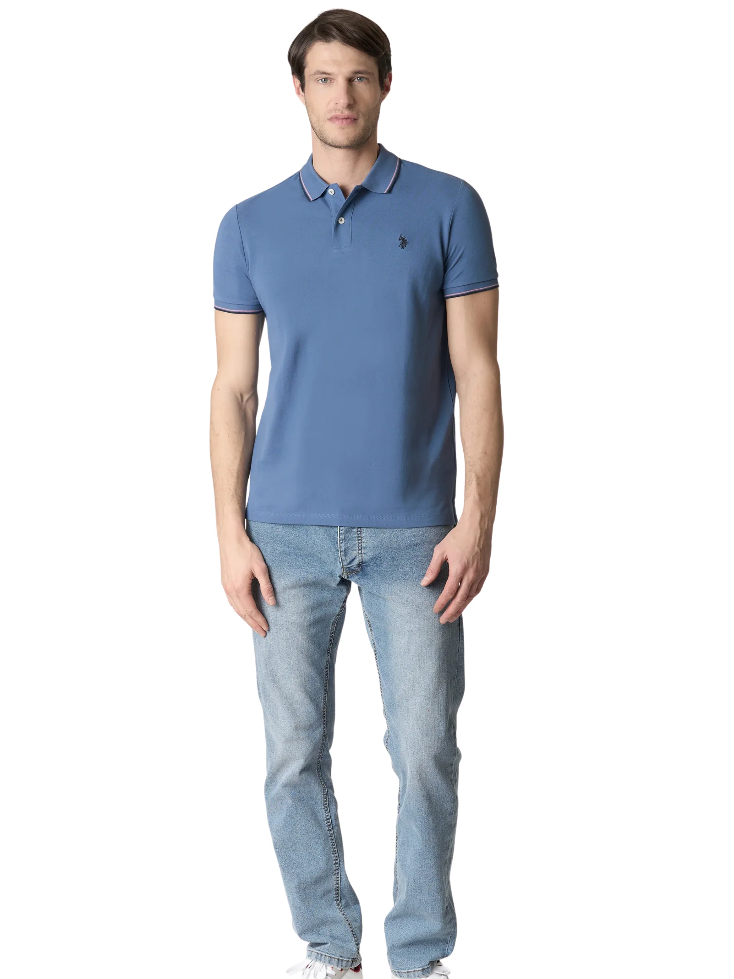 Polo "Paul" U.S. Polo blu con inserti a contrasto - Image 5
