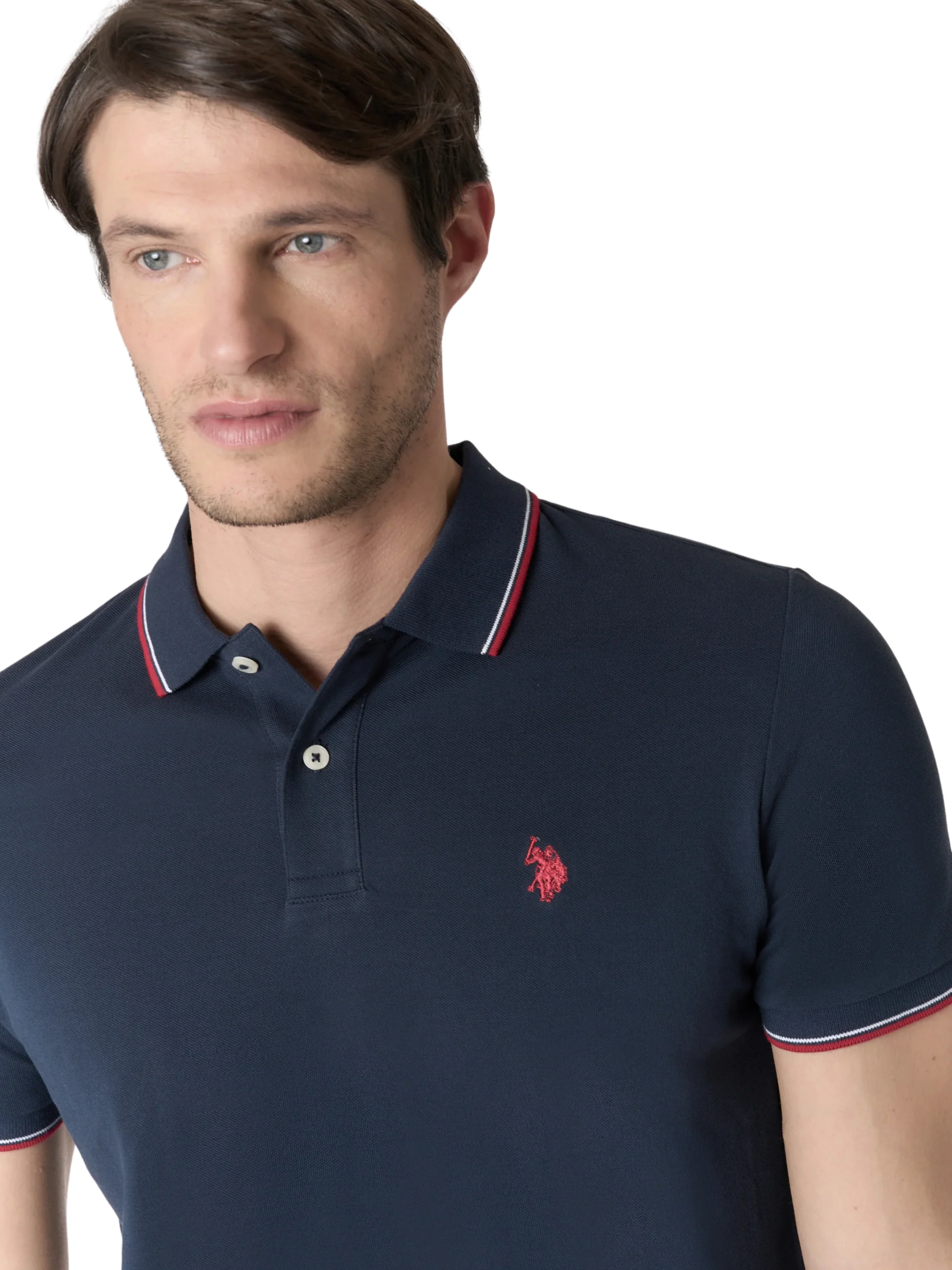 Polo "Paul" U.S. Polo blu navy con inserti a contrasto - Image 3