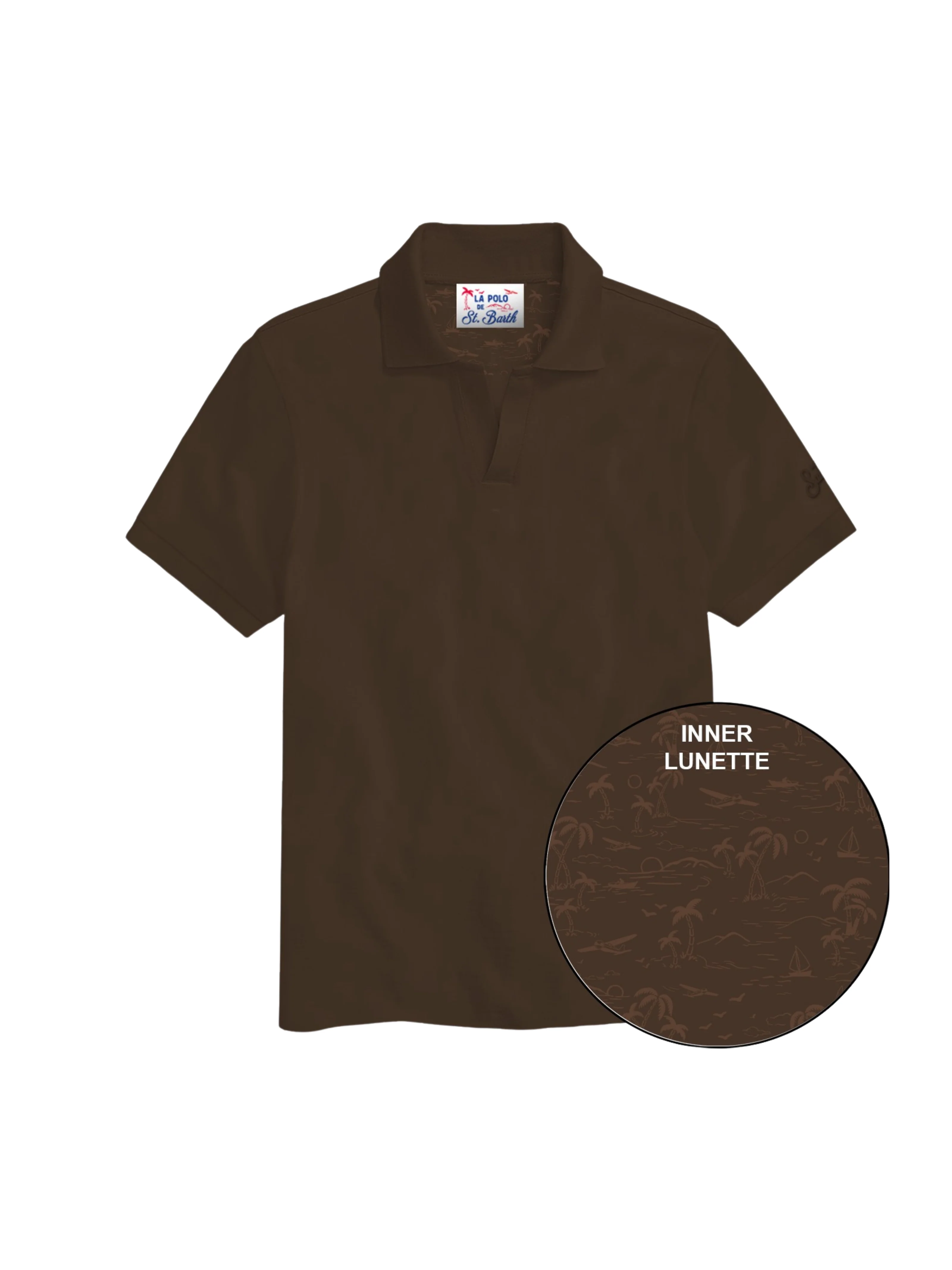 Polo "Piquet 18h" Saint Barth marrone interno fantasia tropicale