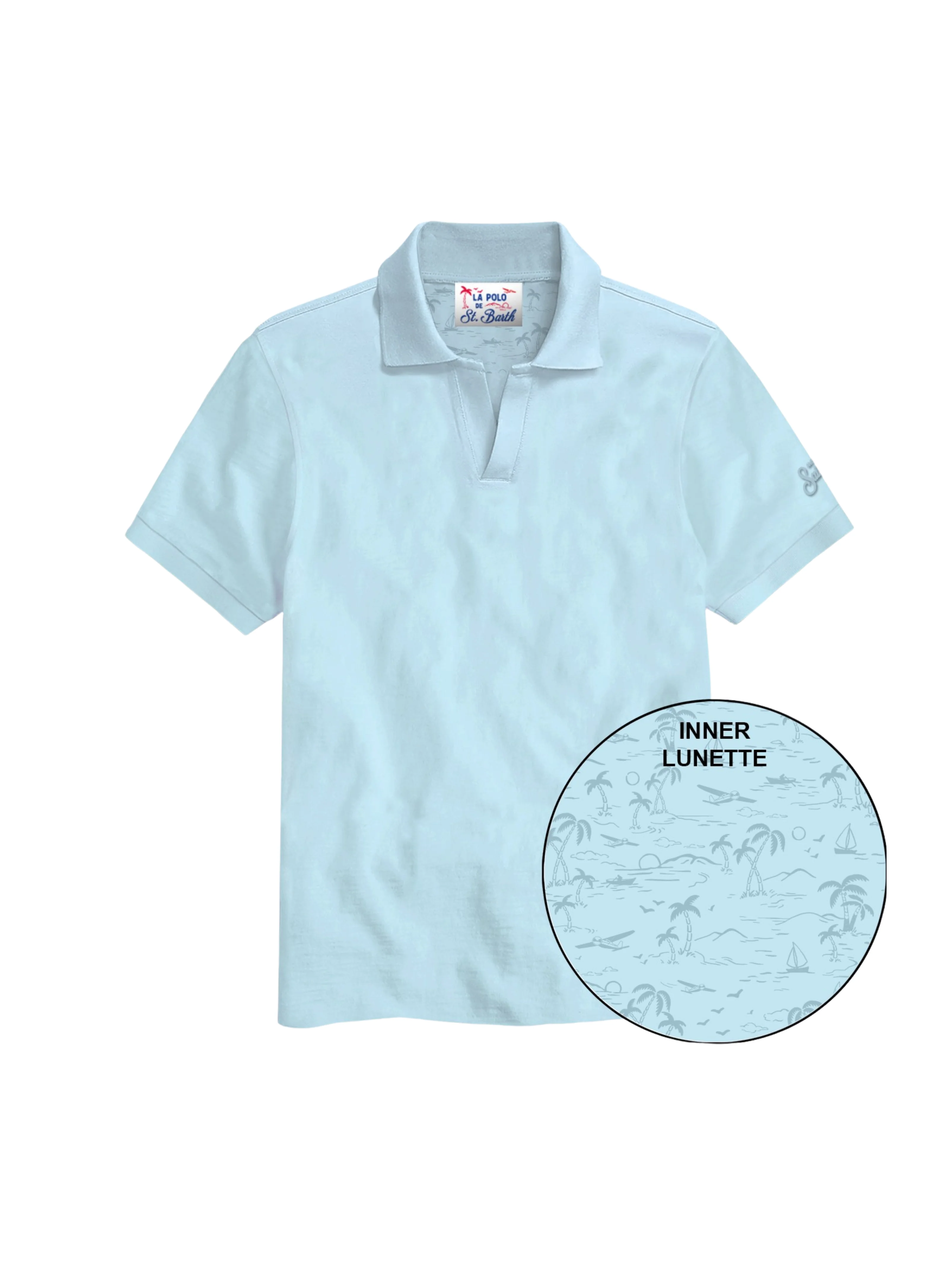 Polo "Piquet 31" Saint Barth azzurra con fantasia interna tropicale