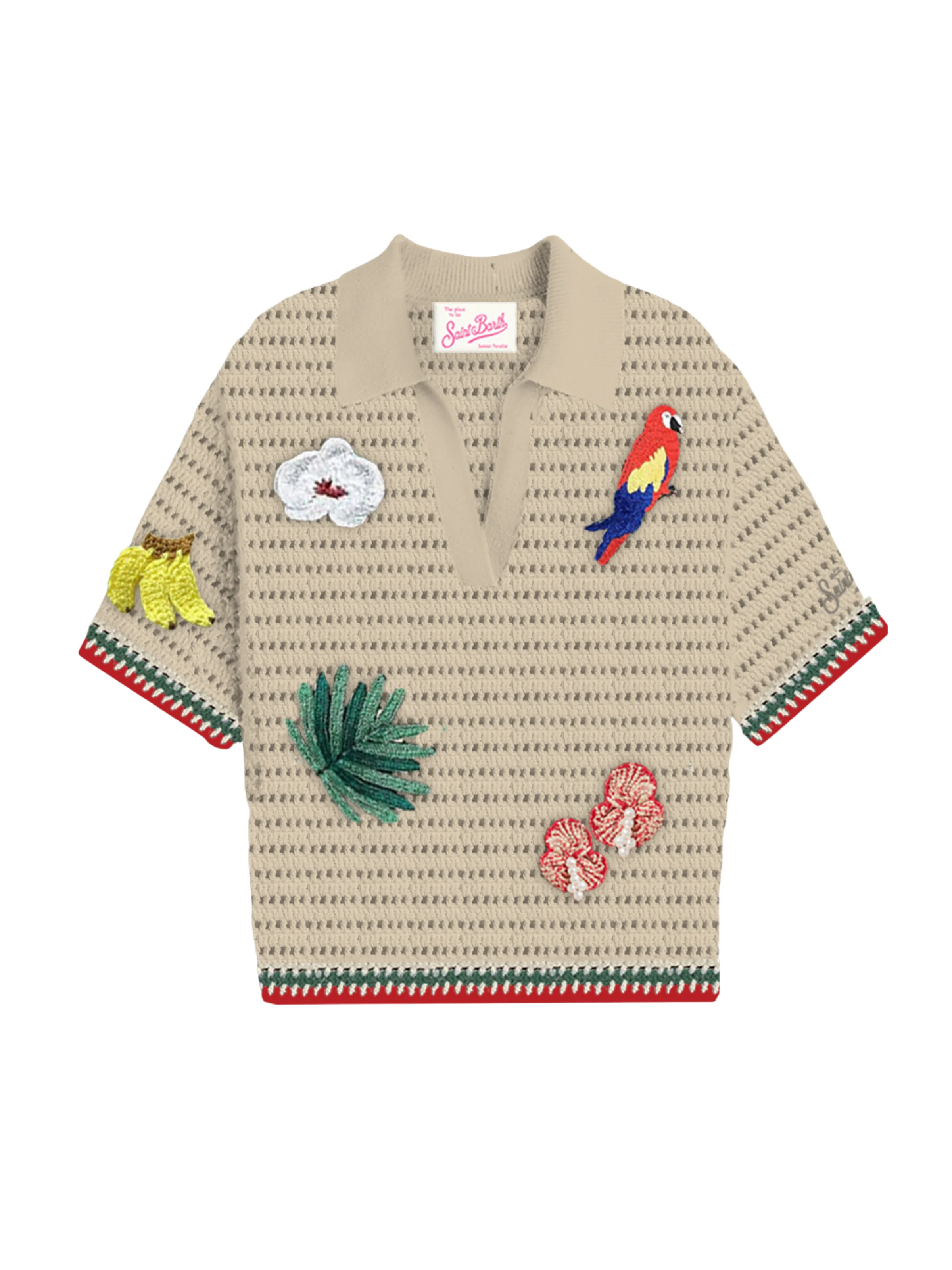 Polo "Pixie" Saint Barth beige con patch