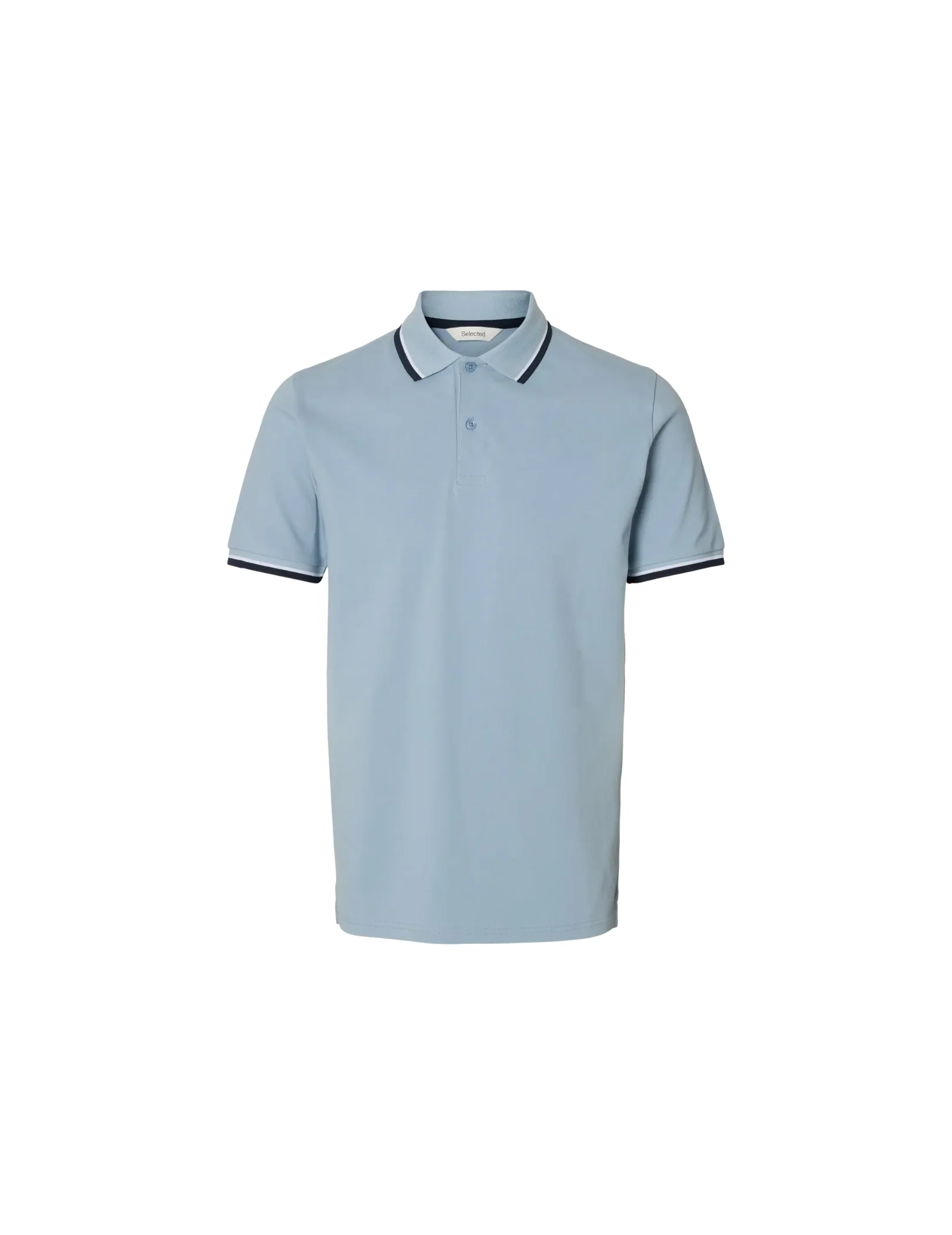 Polo Selected azzurro con inserti a contrasto