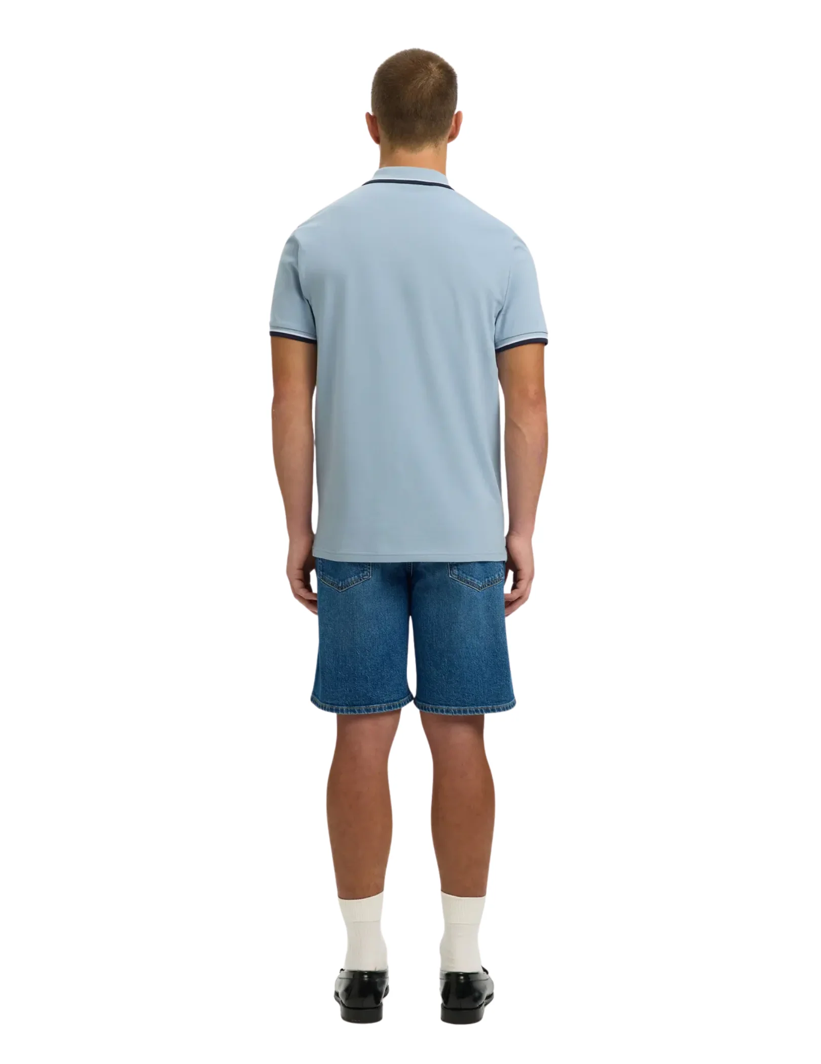 Polo Selected azzurro con inserti a contrasto - Image 3