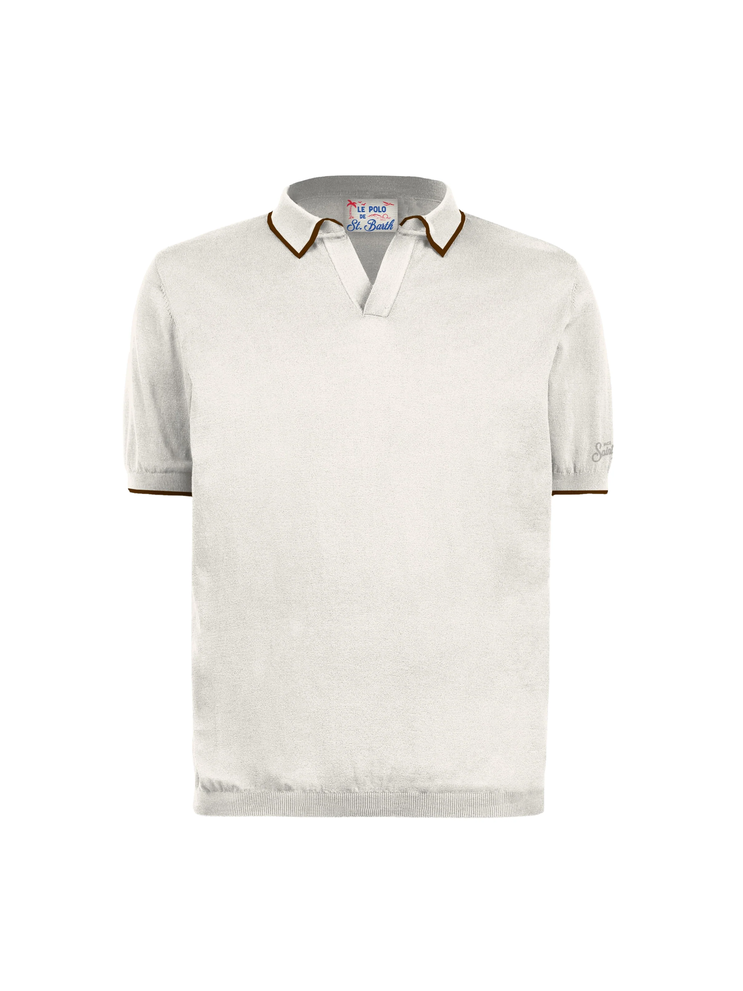 Polo "Sloan" Saint Barth bianca con inserti a contrasto