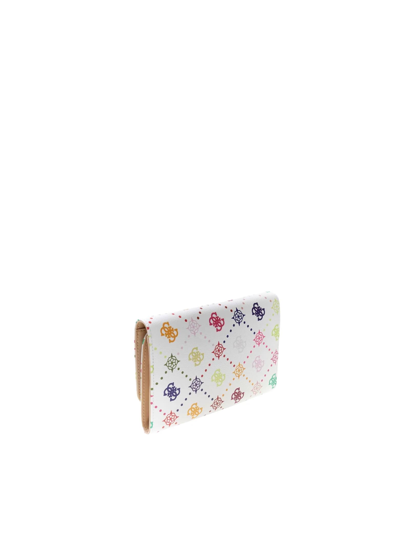 Portafoglio con patta Guess bianco con impunture e logo 4G arcobaleno - Image 2