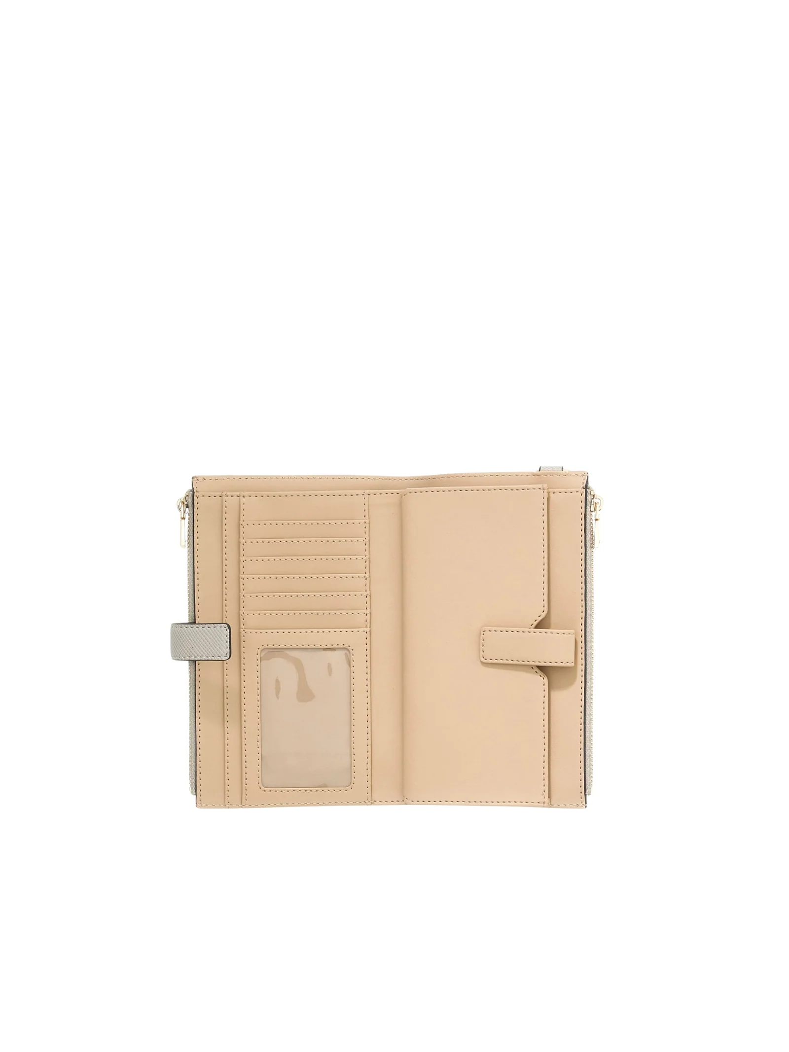 Portafoglio Guess beige con logo triangolare e doppia apertura - Image 4