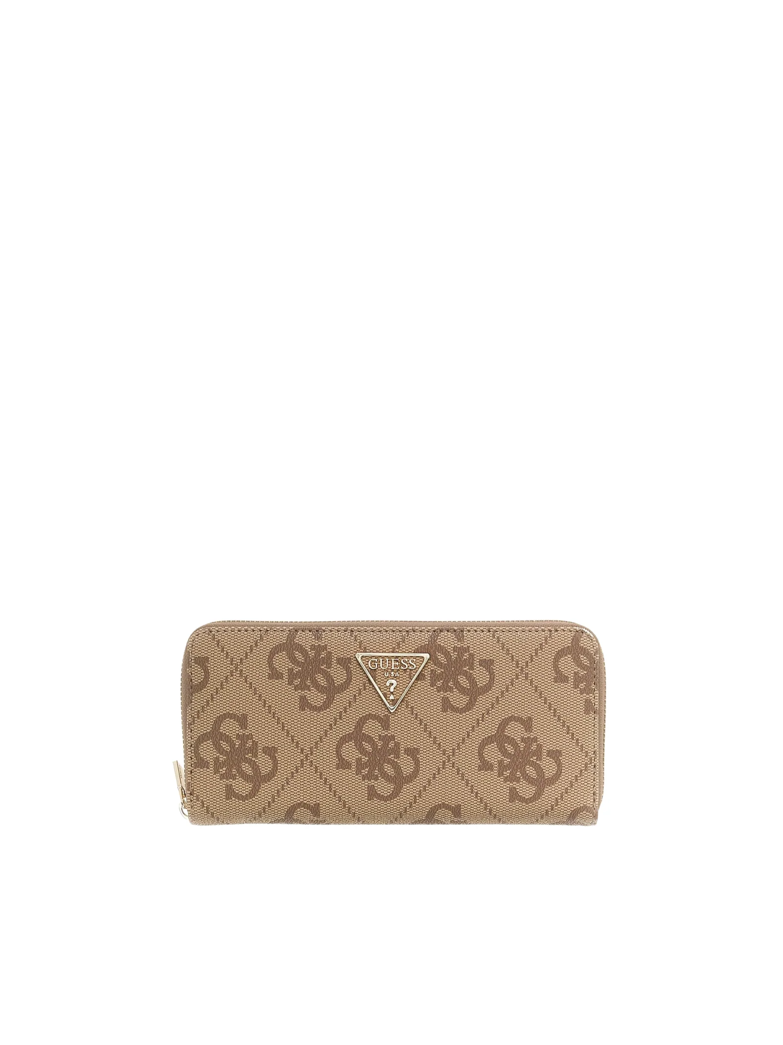 Portafoglio Guess marrone con impunture e logo 4G all over