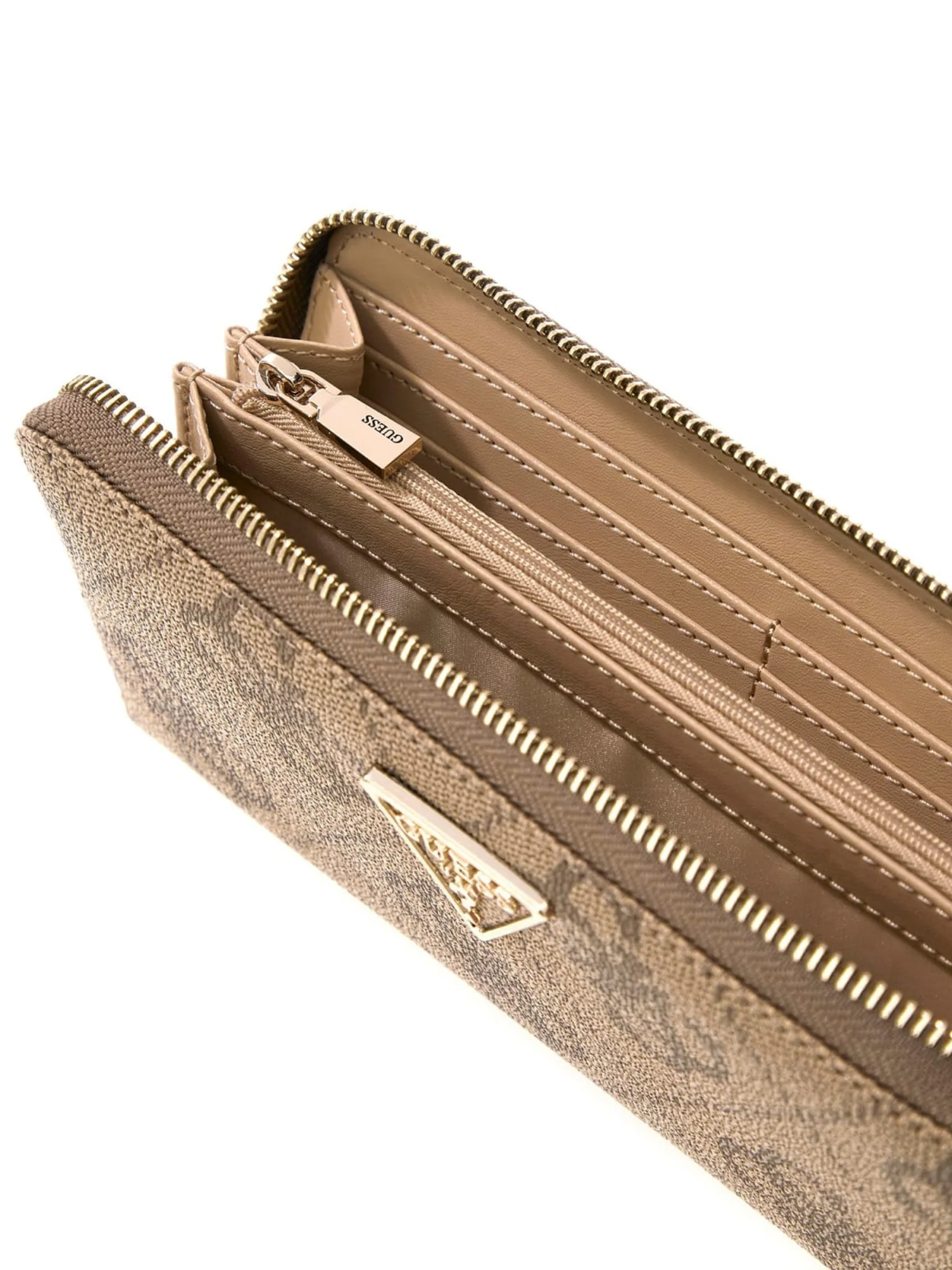 Portafoglio Guess marrone con impunture e logo 4G all over - Image 4