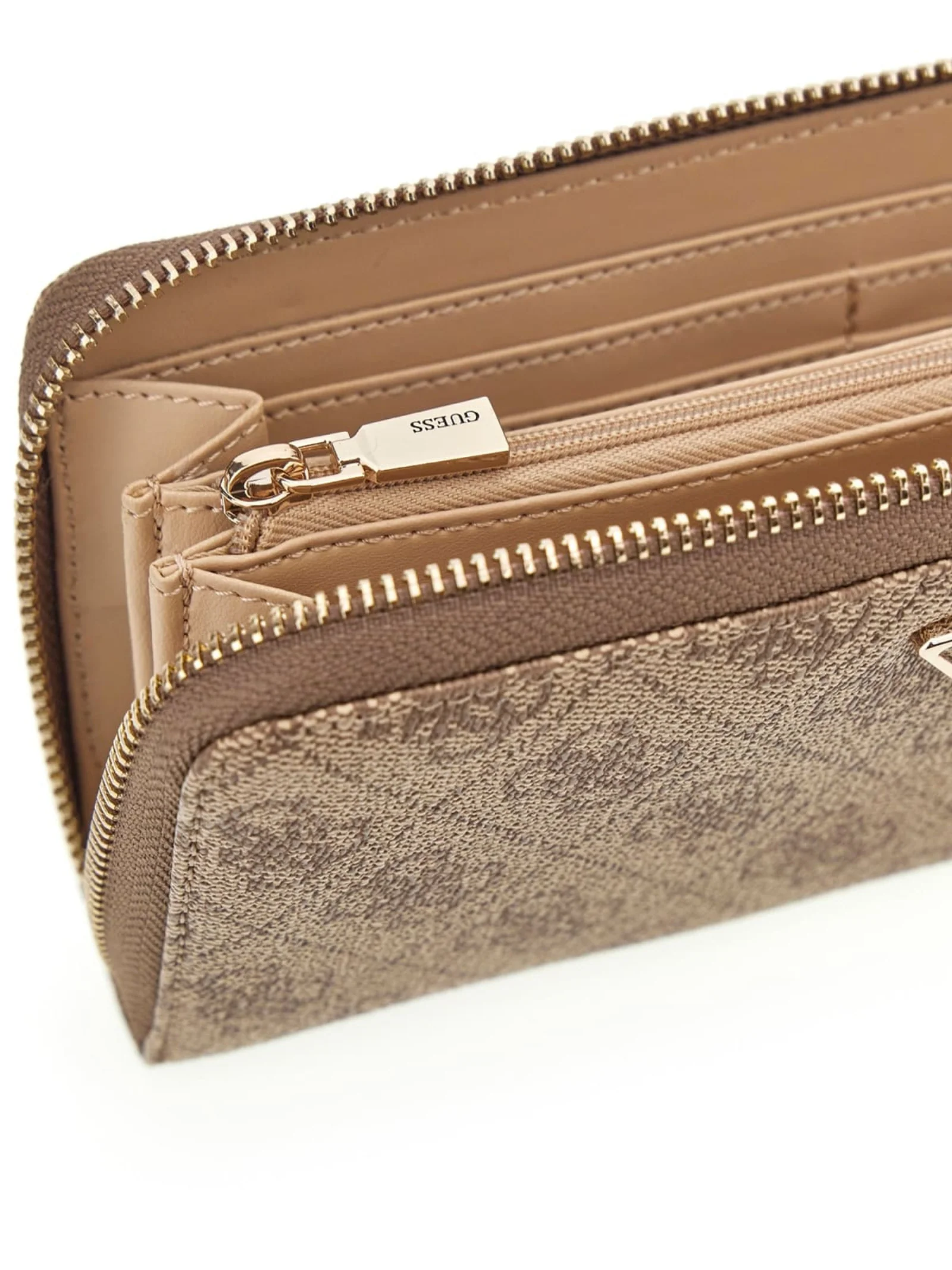 Portafoglio Guess marrone con logo 4G all over e taschino con zip - Image 3