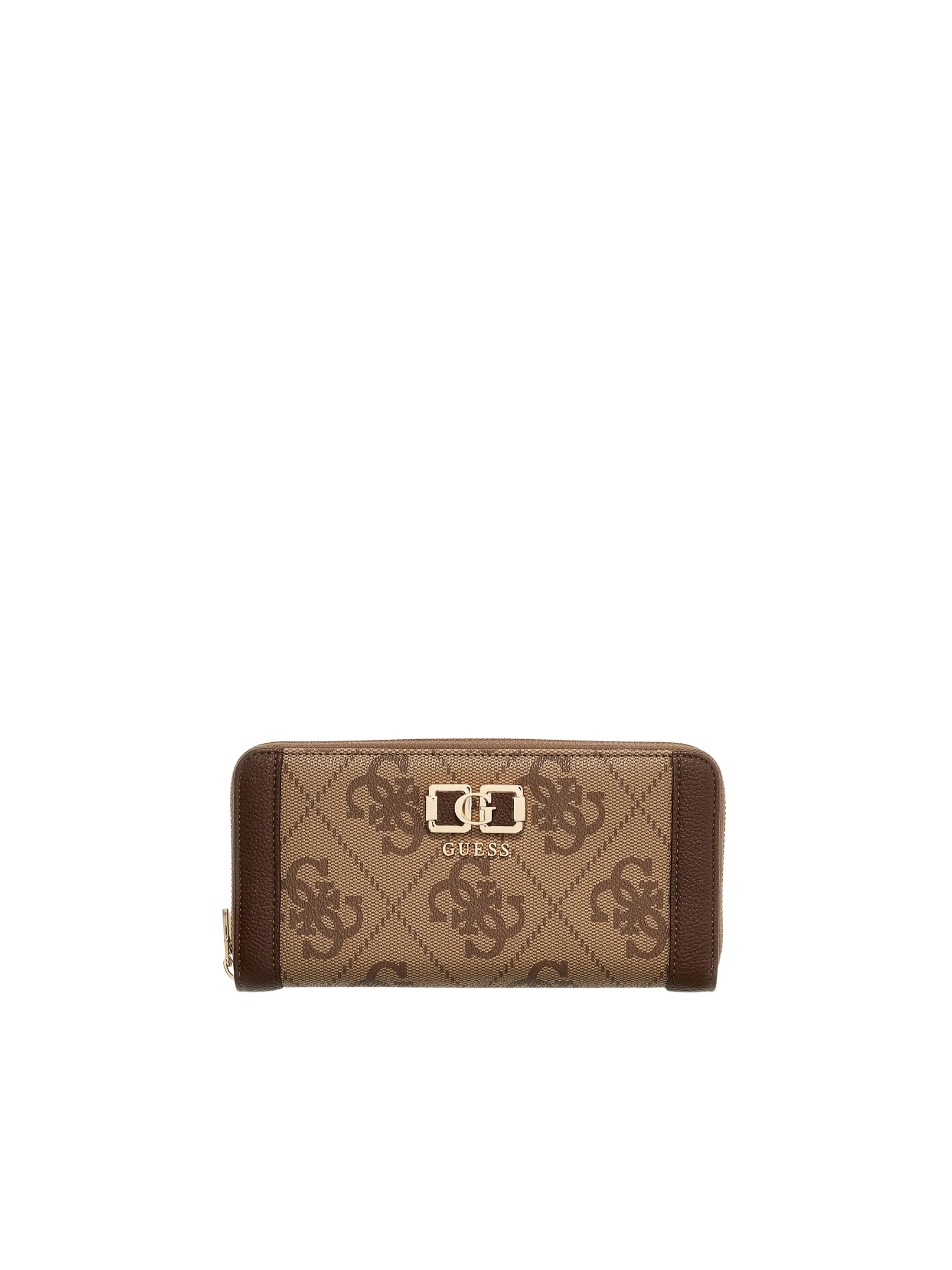 Portafoglio Guess marrone con stampa logo 4G e bande laterali
