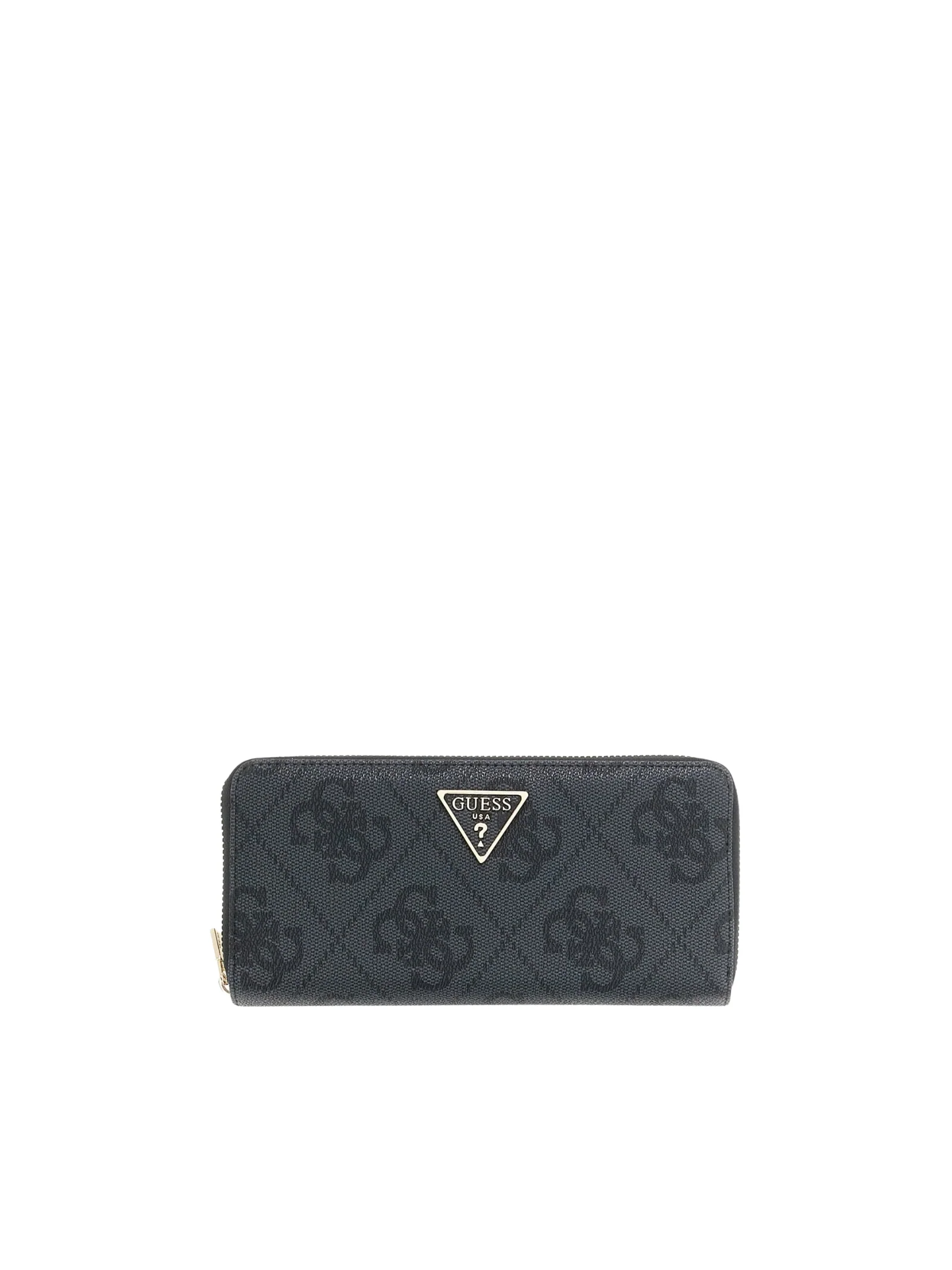 Portafoglio Guess nero con impunture e logo 4G all over