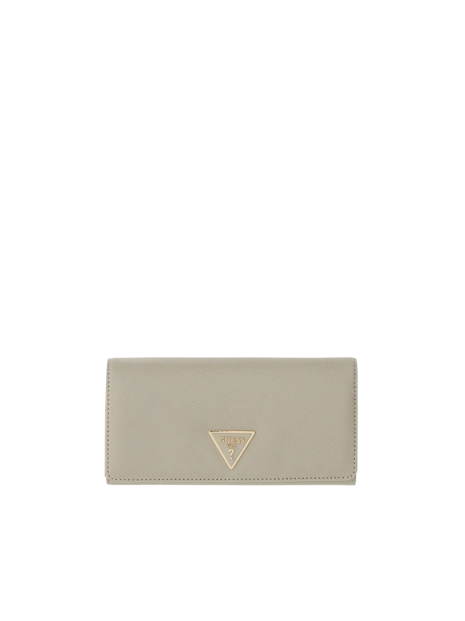 Portafoglio lungo Guess beige con logo triangolare