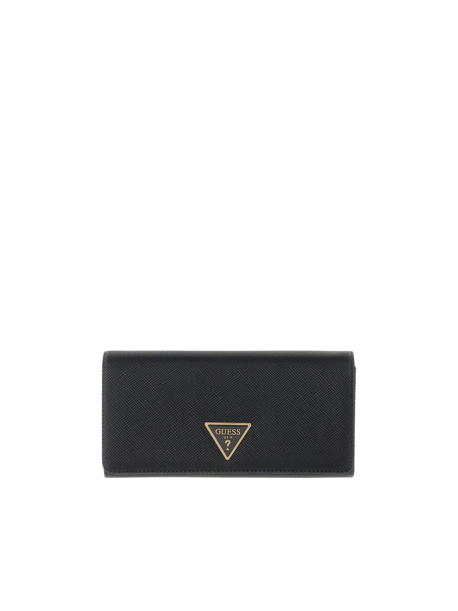 Portafoglio lungo Guess nero con logo triangolare