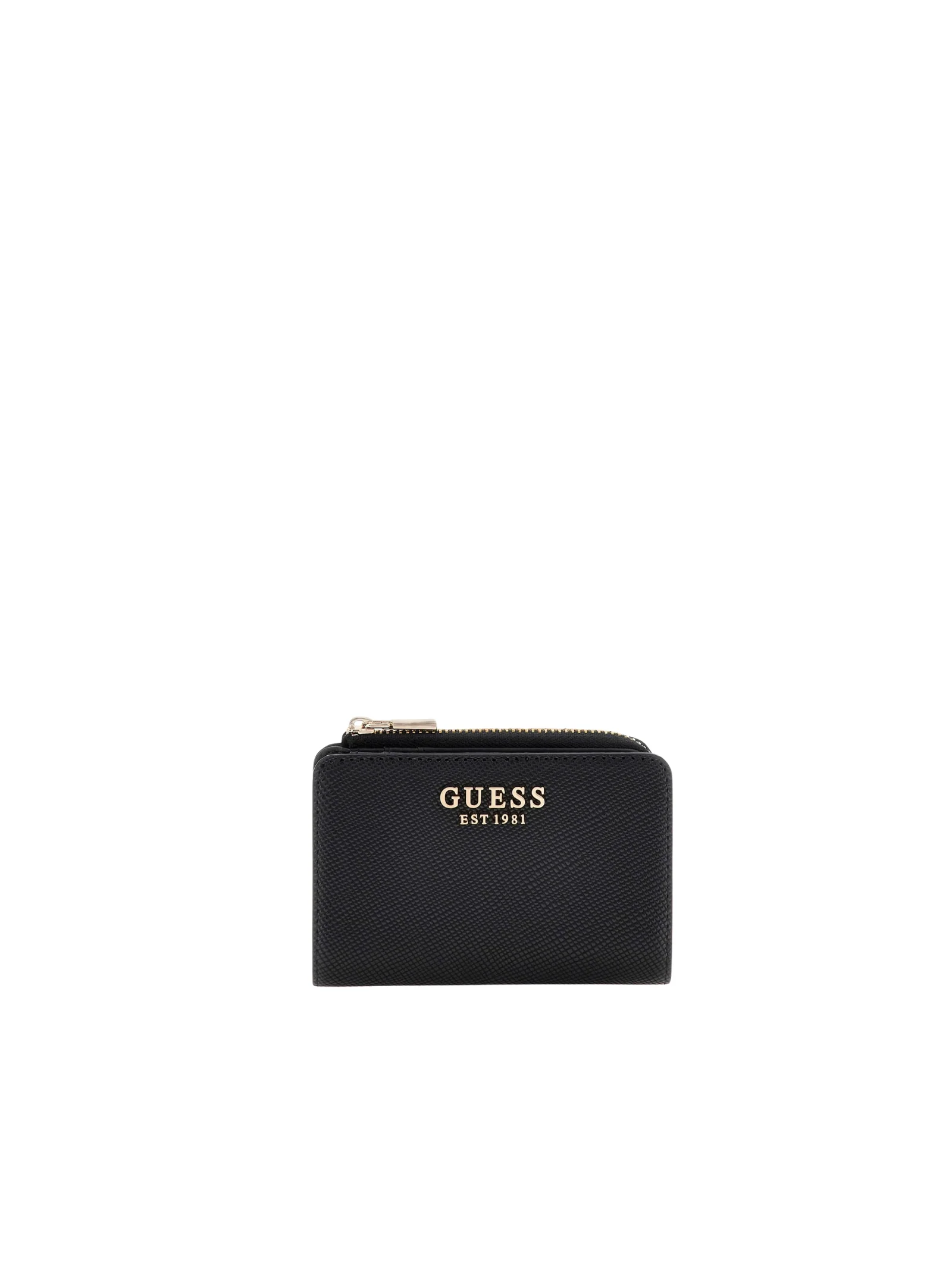 Portafoglio piccolo Guess nero con bottone automatico e zip