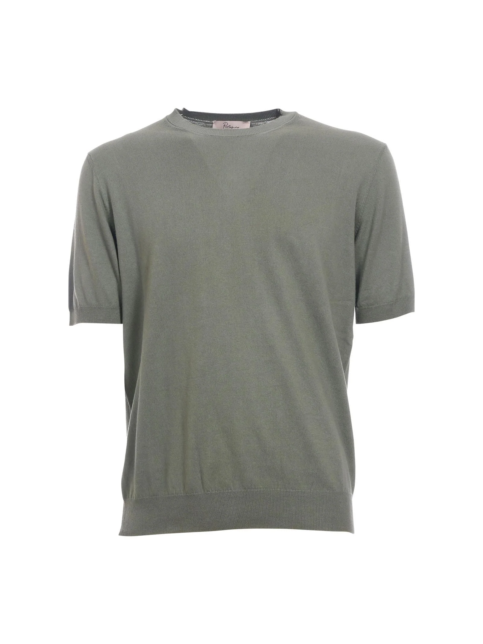 Maglia Portofino verde militare con profili a coste