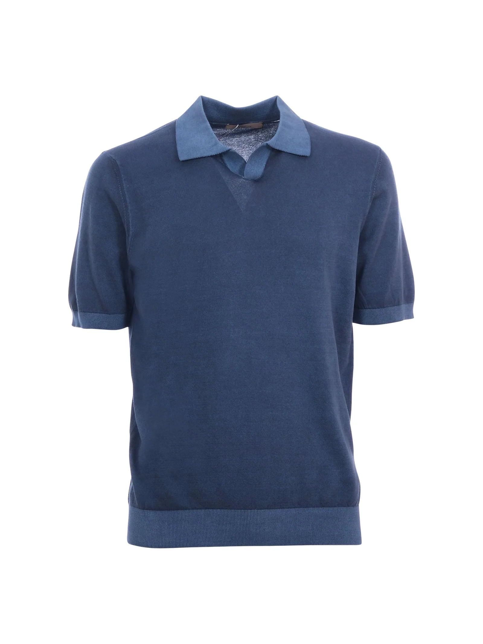 Polo Portofino blu con colletto a contrasto