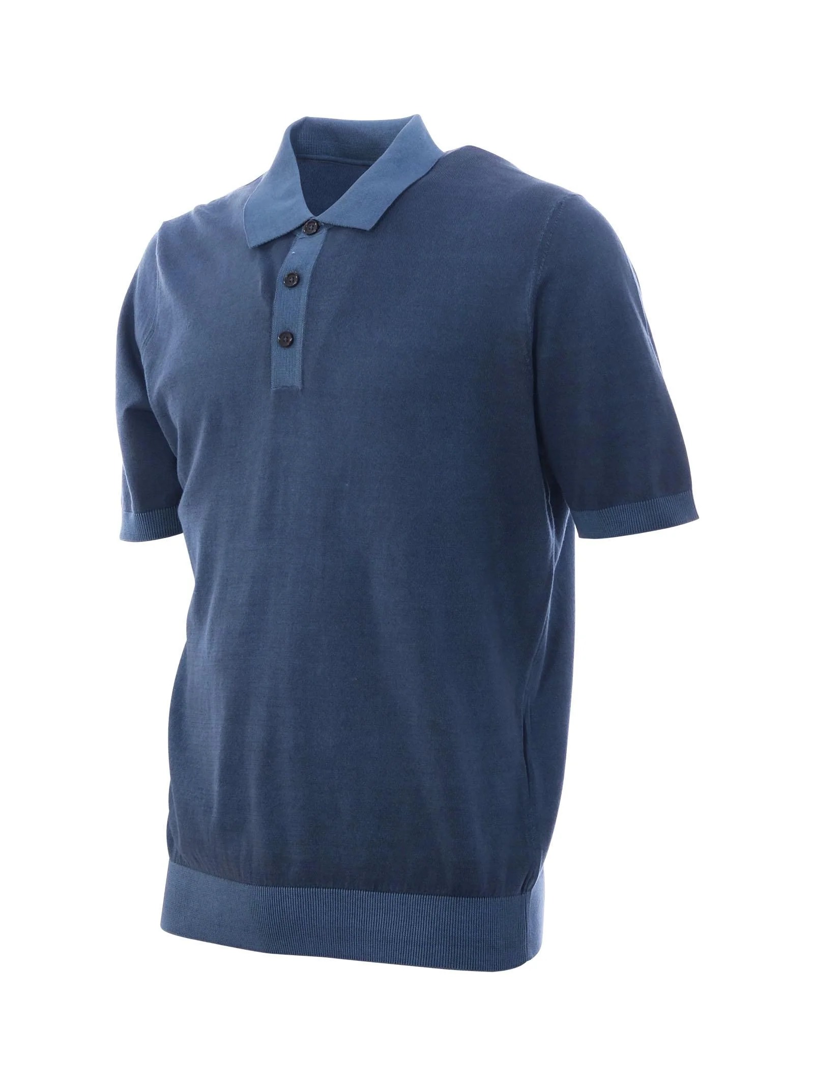Polo Portofino blu con colletto e bordi elasticizzati a contrasto - Image 2