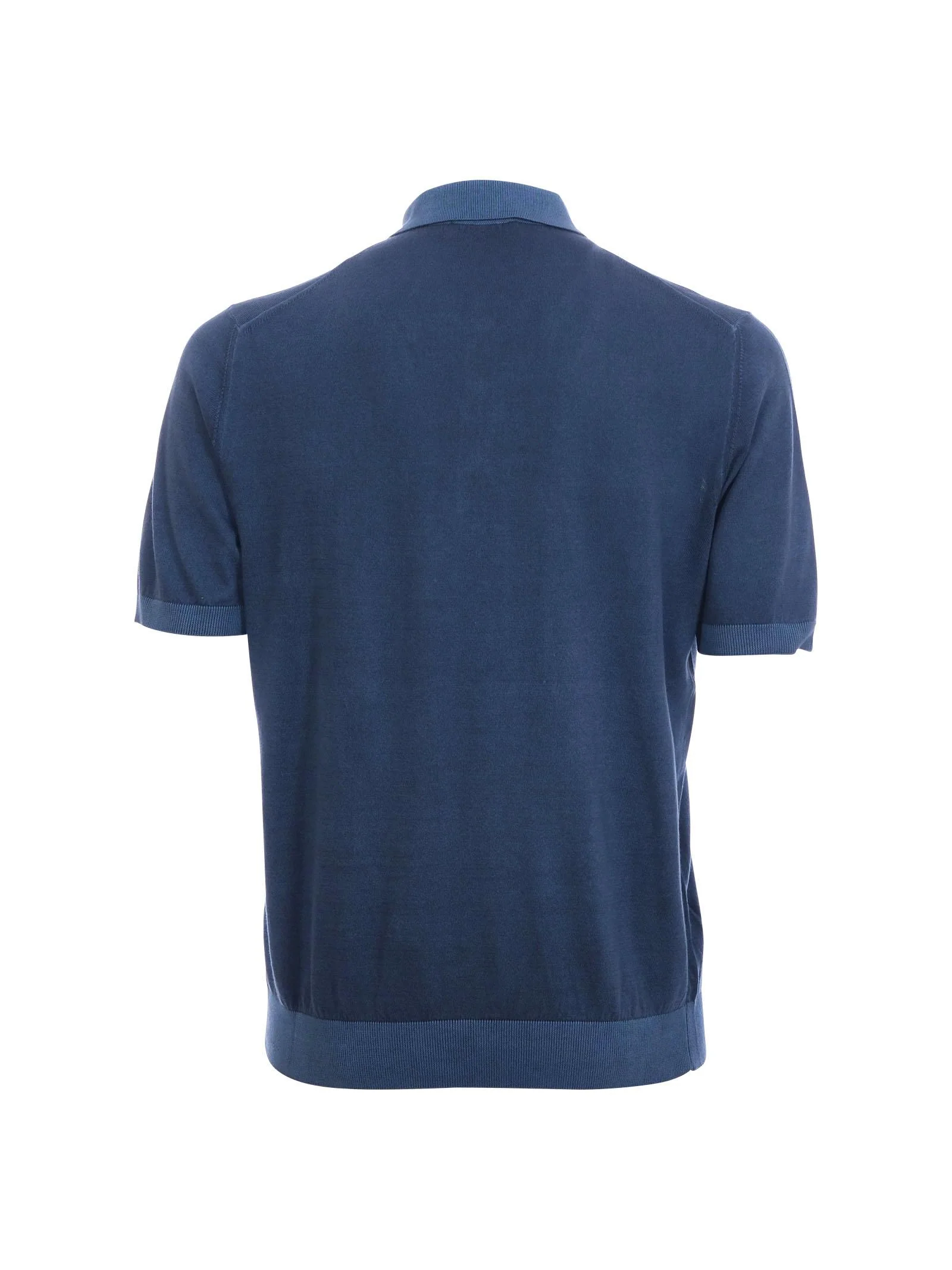 Polo Portofino blu con colletto e bordi elasticizzati a contrasto - Image 3