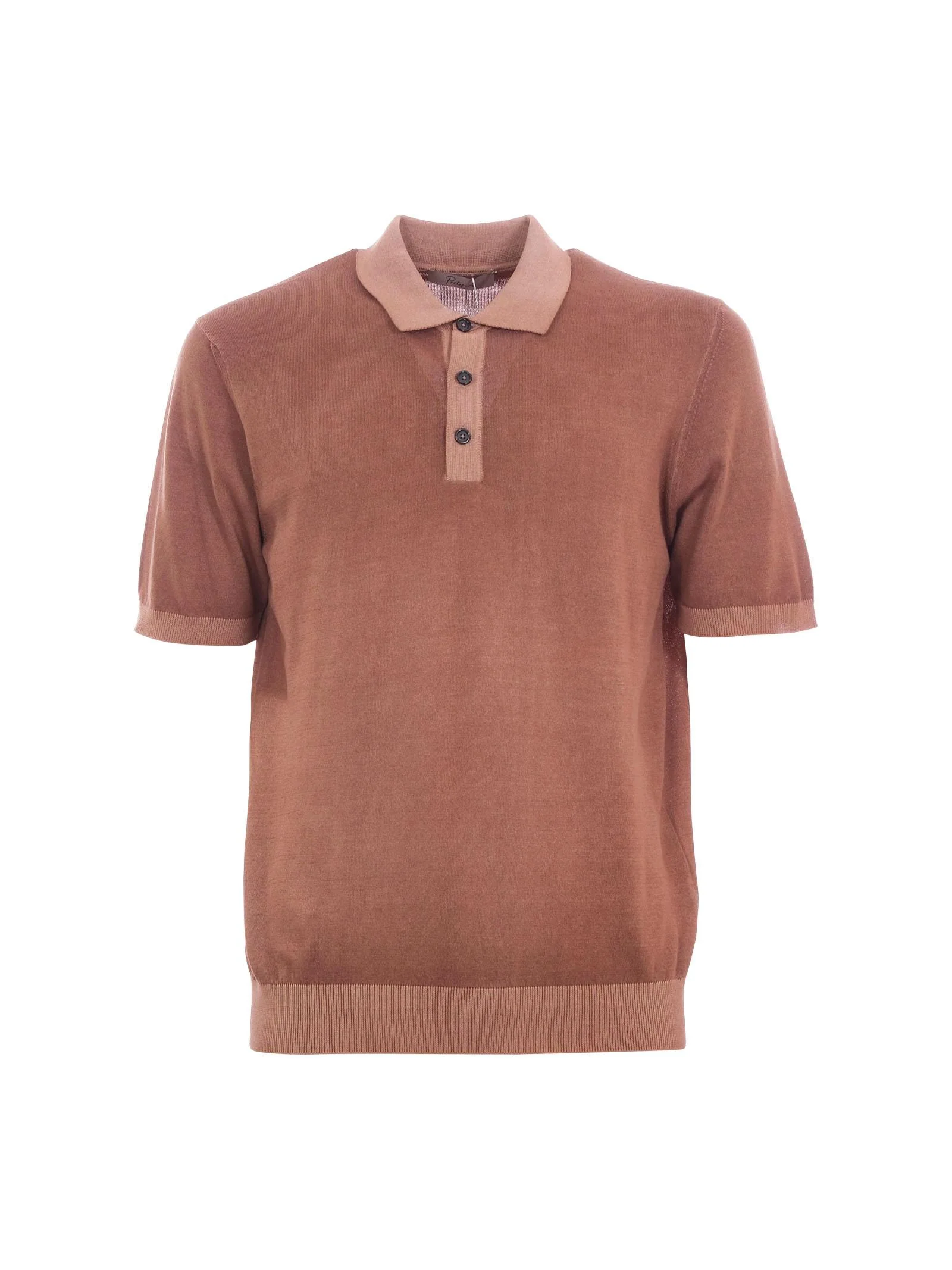 Polo Portofino marrone con colletto e bordi elasticizzati a contrasto