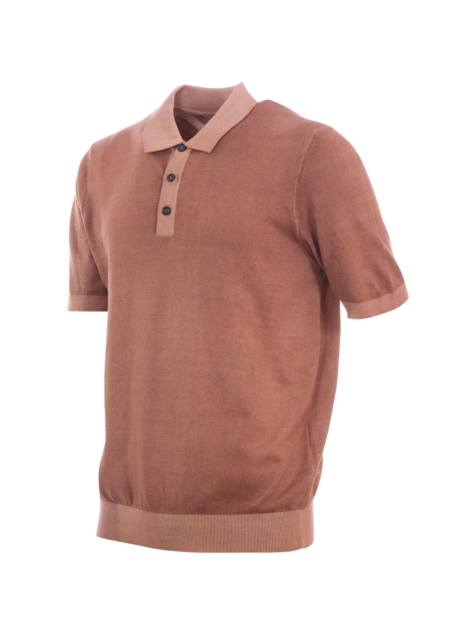 Polo Portofino marrone con colletto e bordi elasticizzati a contrasto - Image 2