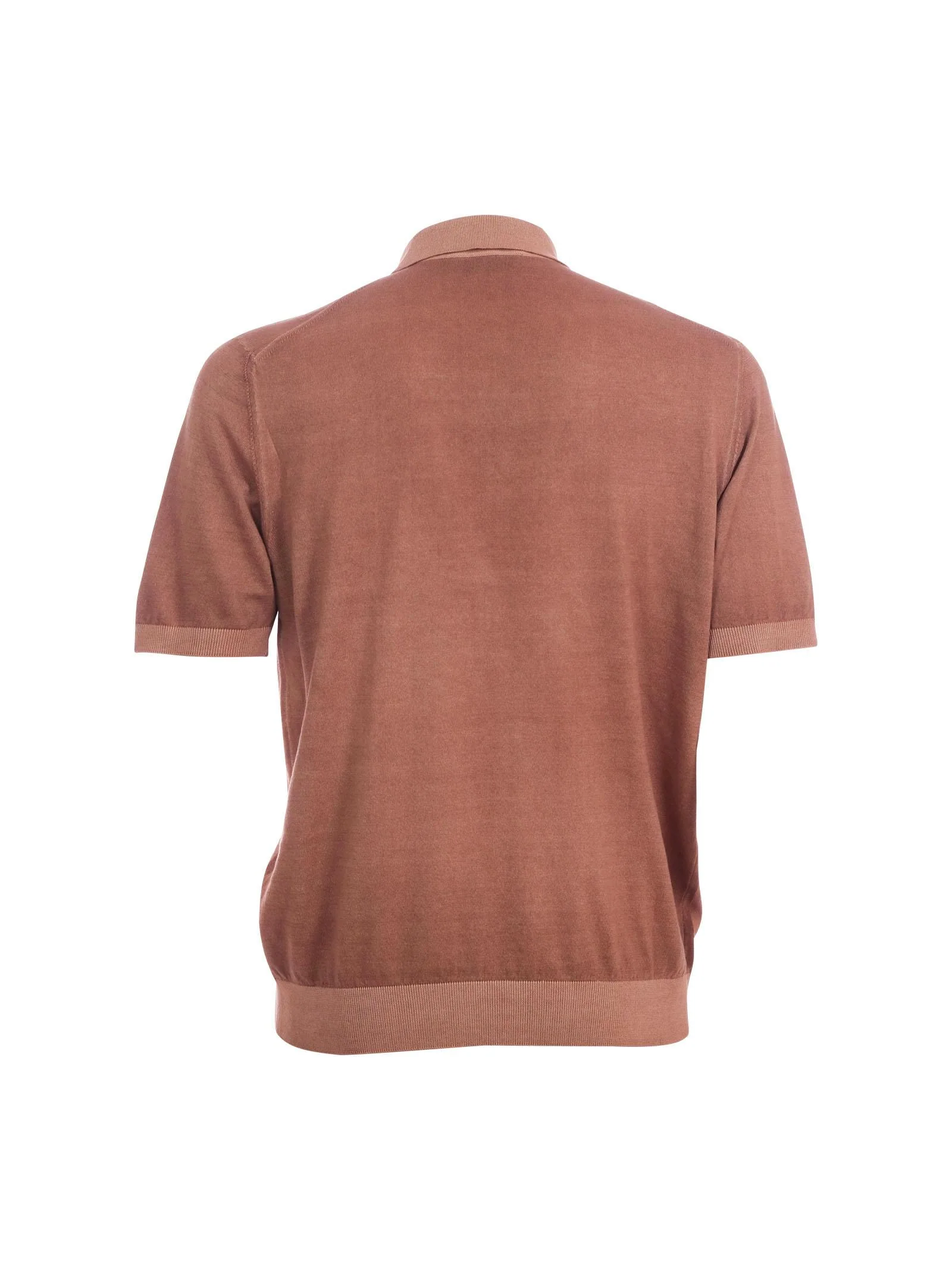 Polo Portofino marrone con colletto e bordi elasticizzati a contrasto - Image 3
