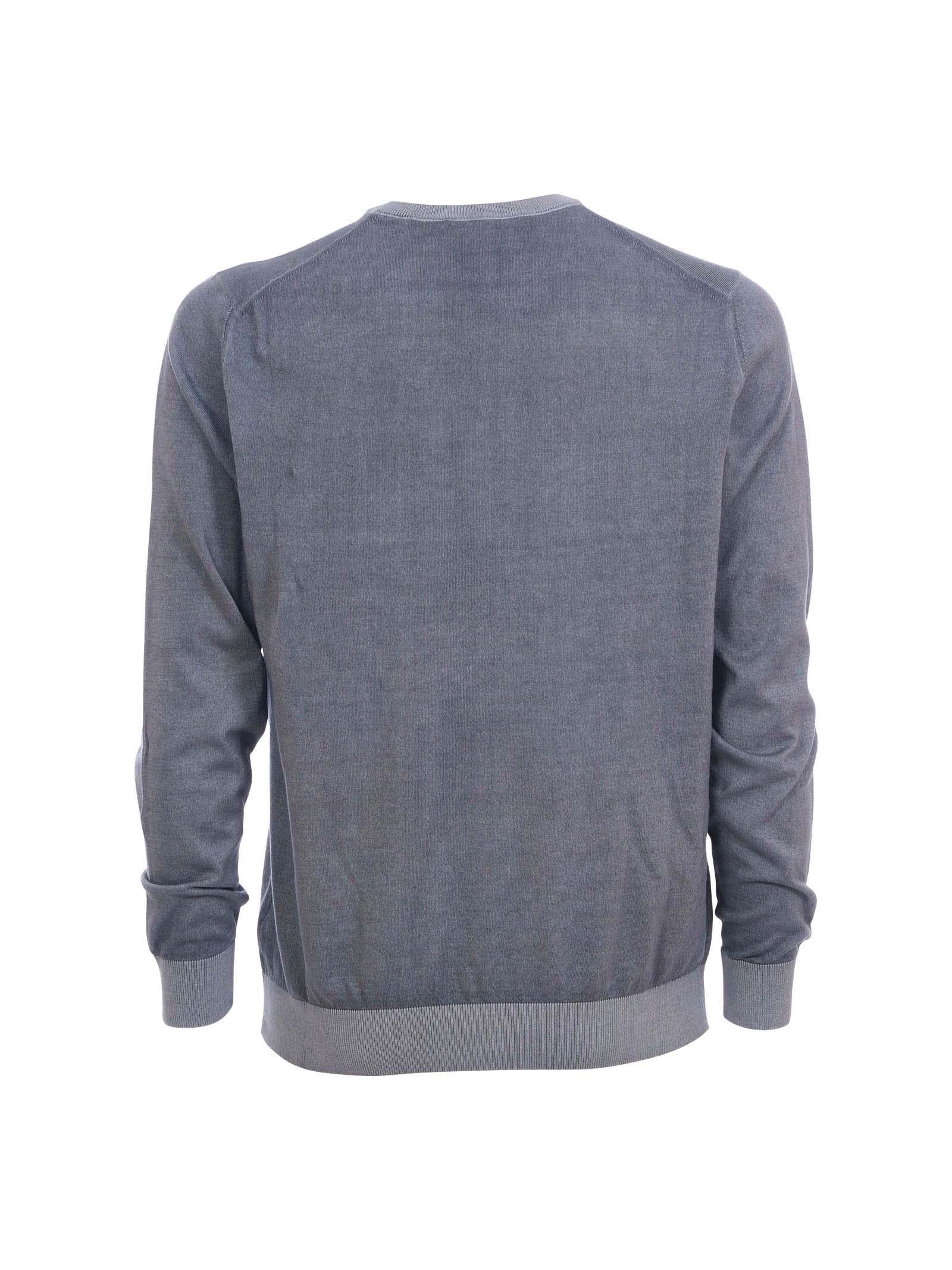 Pullover in filo Portofino grigio con dettagli a contrasto - Image 3