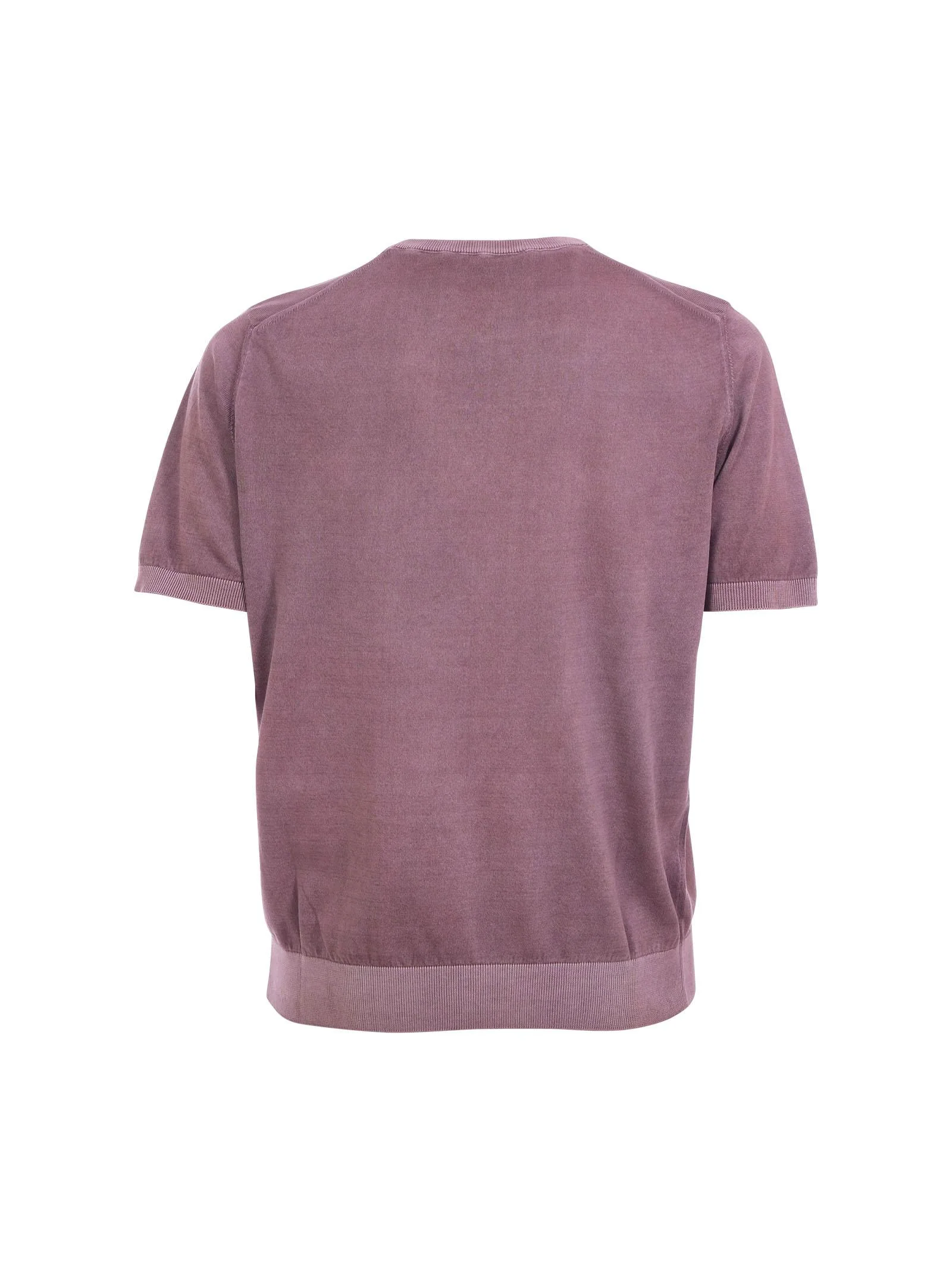 Pullover in filo Portofino viola a maniche corte - Image 3
