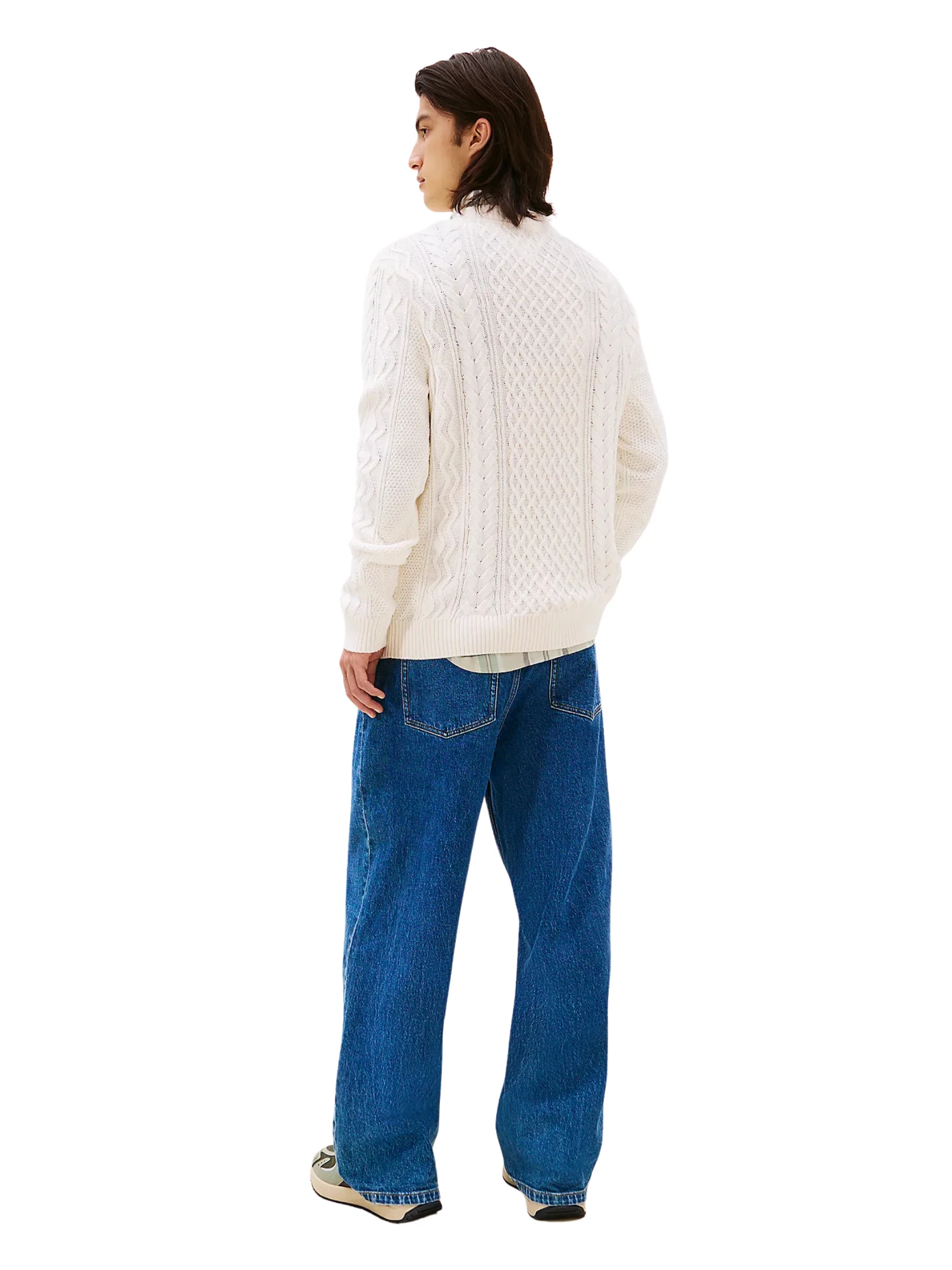 Pullover slim fit Tommy Hilfiger bianco con distintivo - Image 5