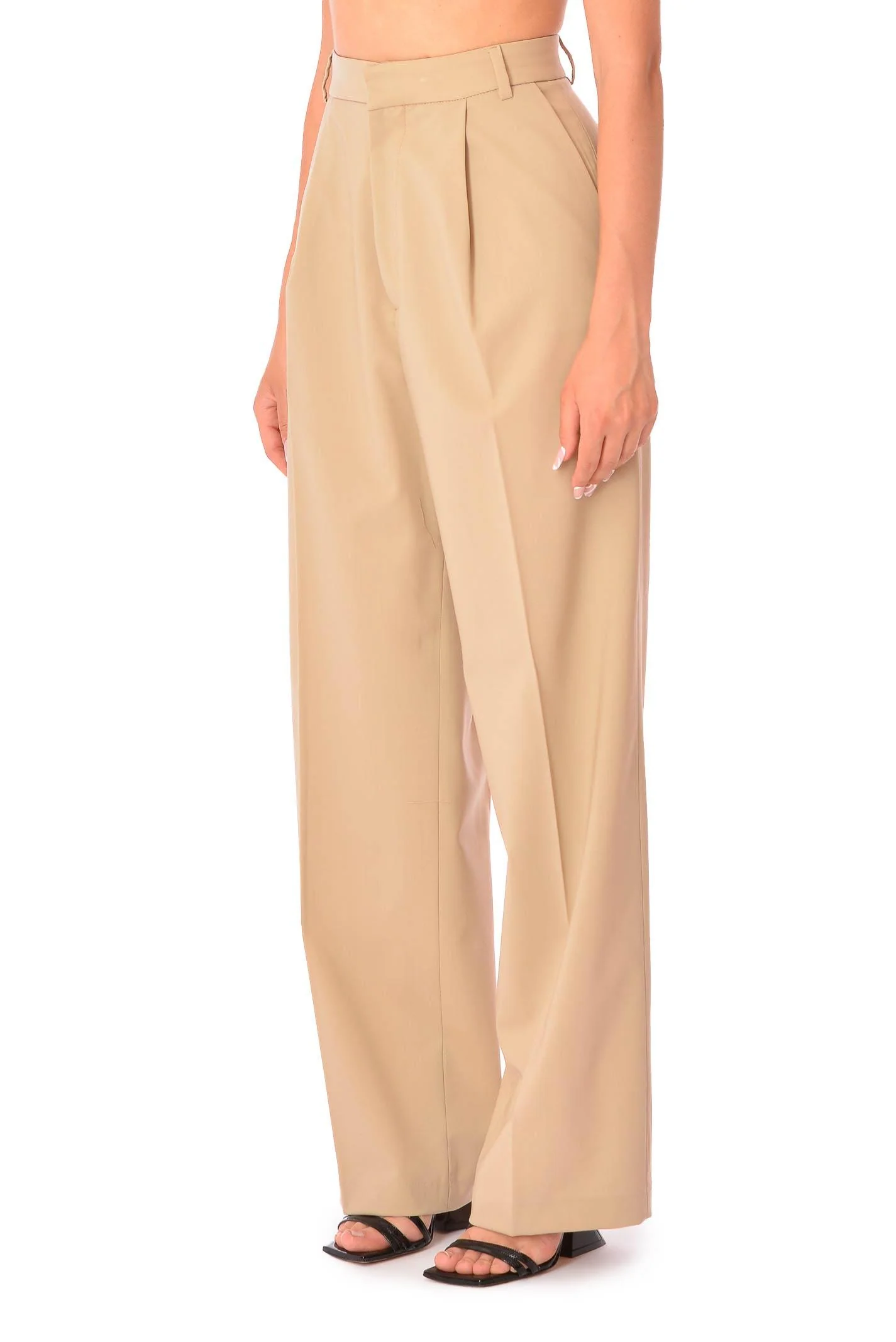Pantalone palazzo con pence sabbia - Image 2