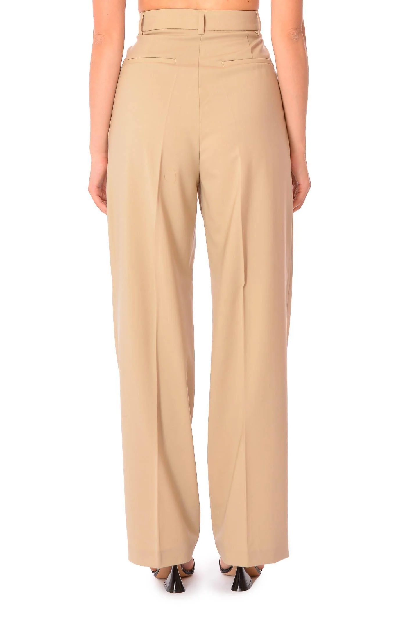 Pantalone palazzo con pence sabbia - Image 3