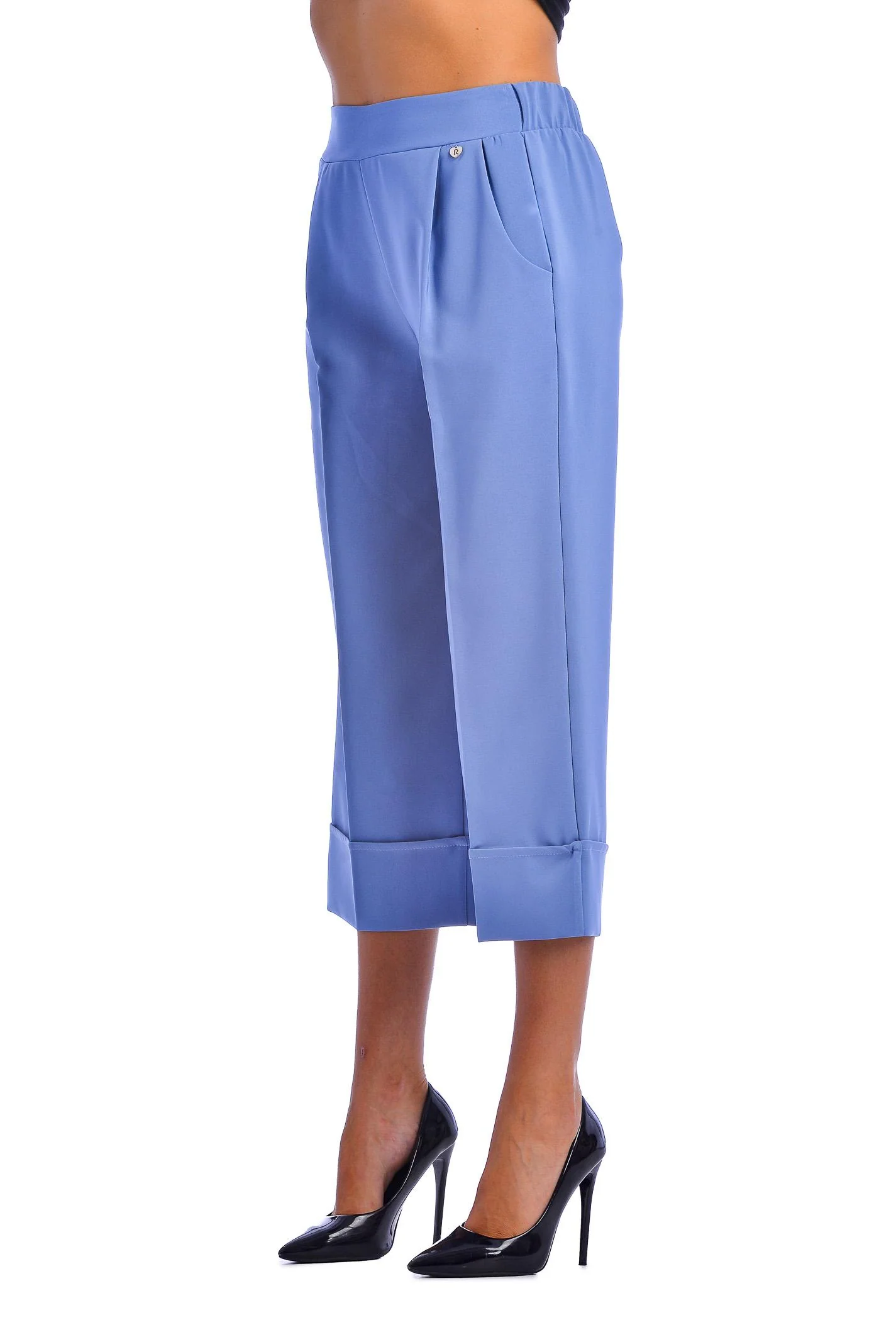 Pantalone cropped azzurro polvere - Image 2