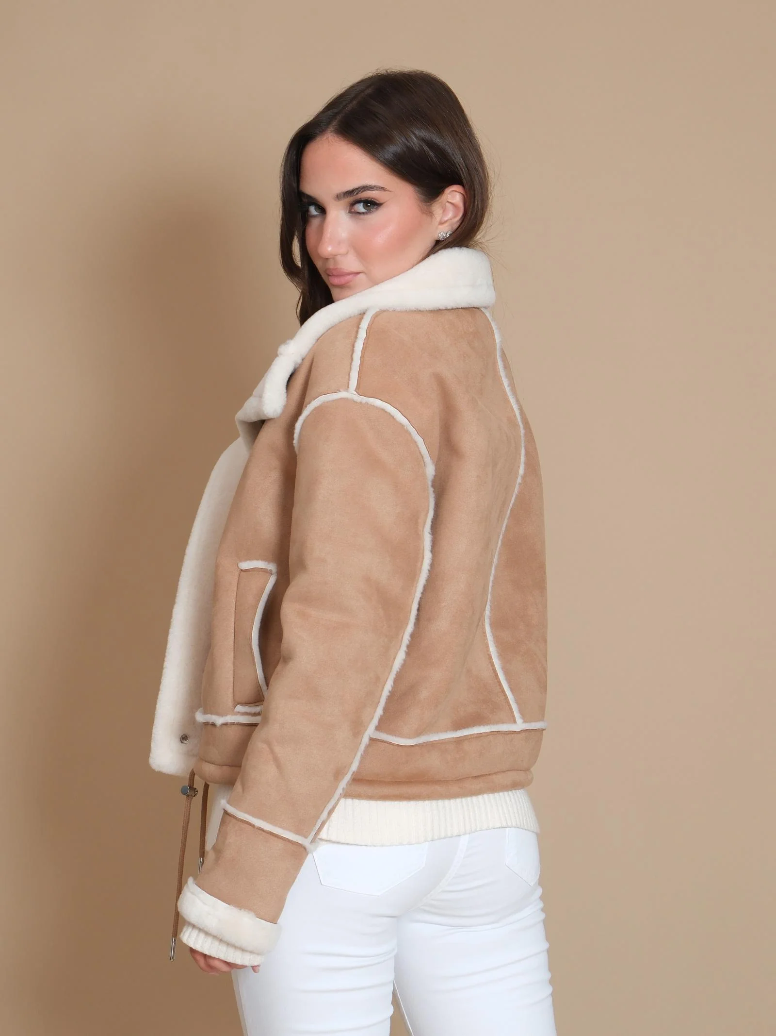 Cappotto montone Rino & Pelle cammello con dettagli panna - Image 3