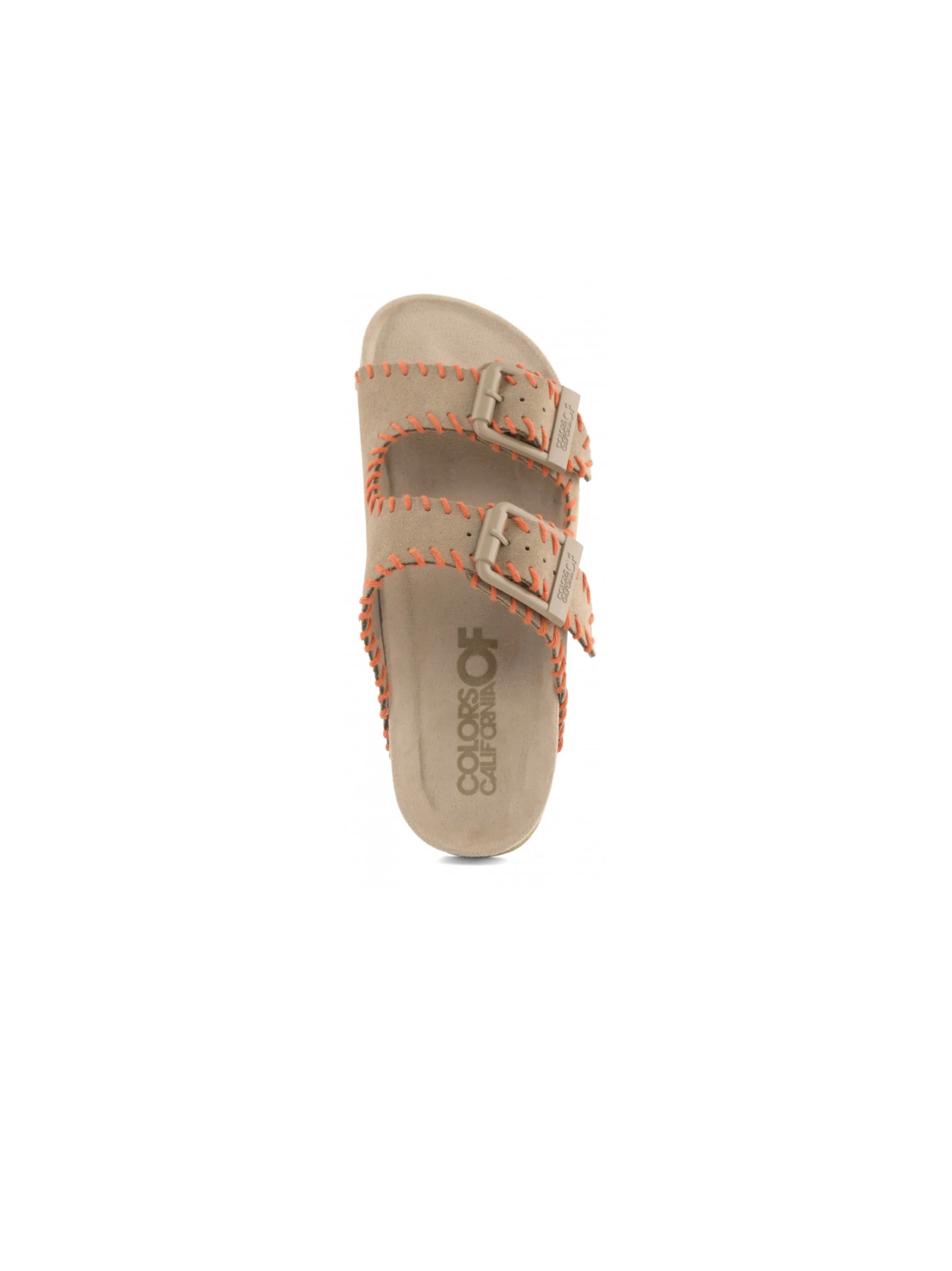 Sandali Colors Of California beige in pelle scamosciata e stitching - Image 3