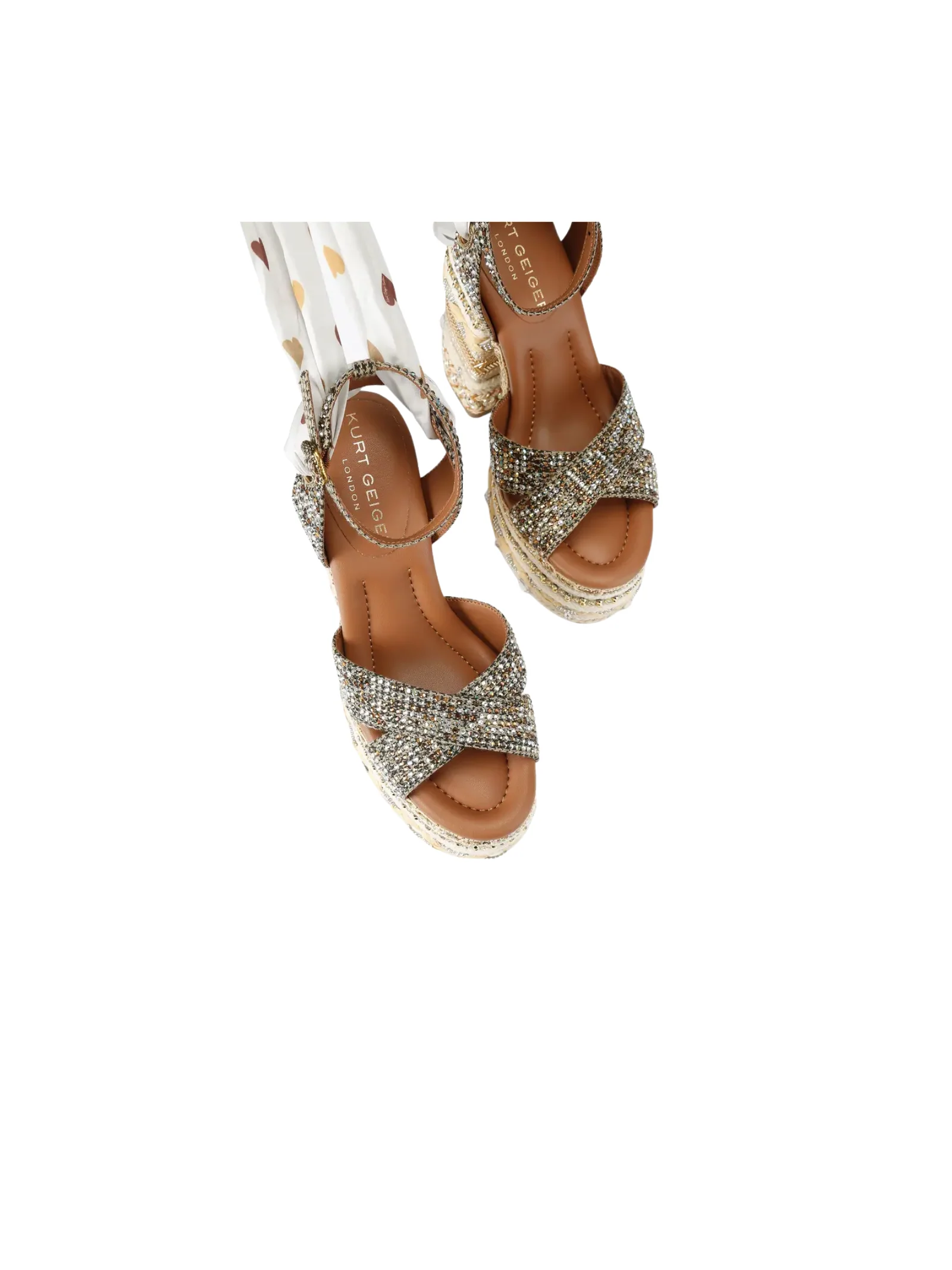 Sandali con zeppa e foulard Kurt Geiger beige - Image 2