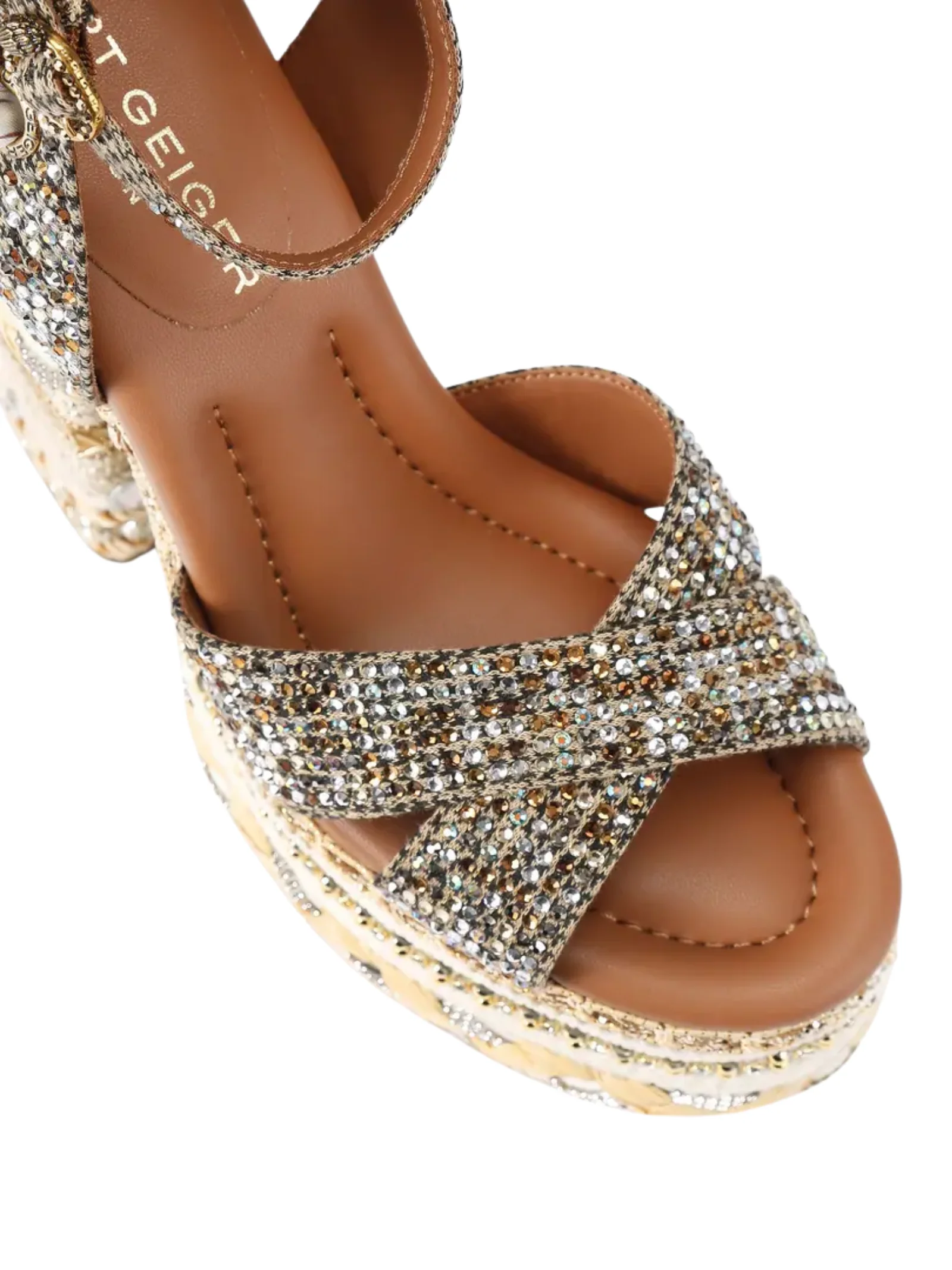Sandali con zeppa e foulard Kurt Geiger beige - Image 4