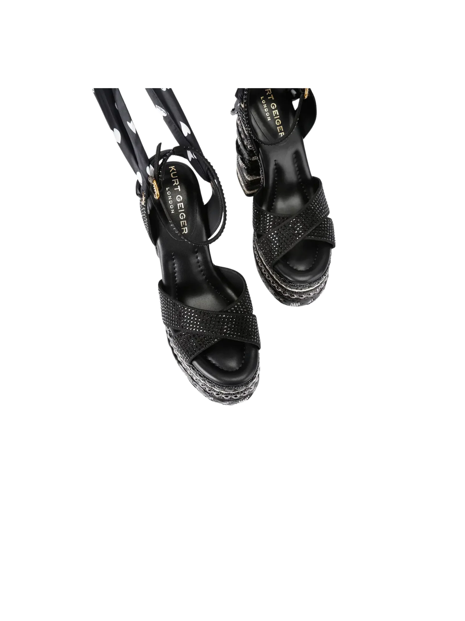 Sandali con zeppa e foulard Kurt Geiger nero - Image 2