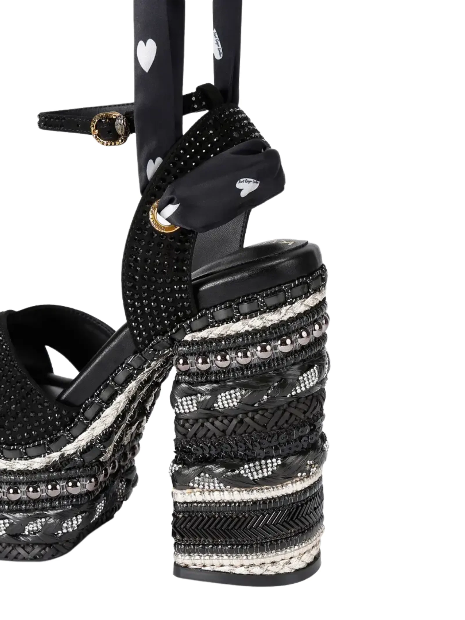 Sandali con zeppa e foulard Kurt Geiger nero - Image 3